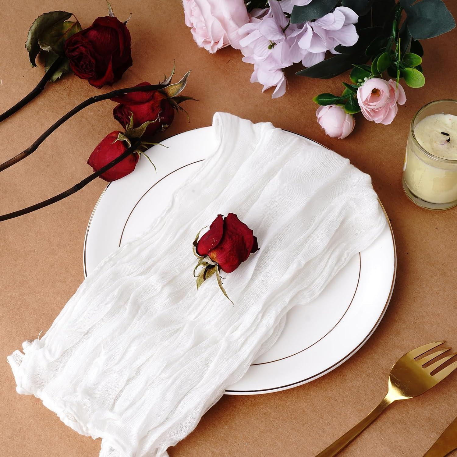 Juego de 12 Servilletas de Gasa Nydotd 50x50 cm Rústicas Blancas