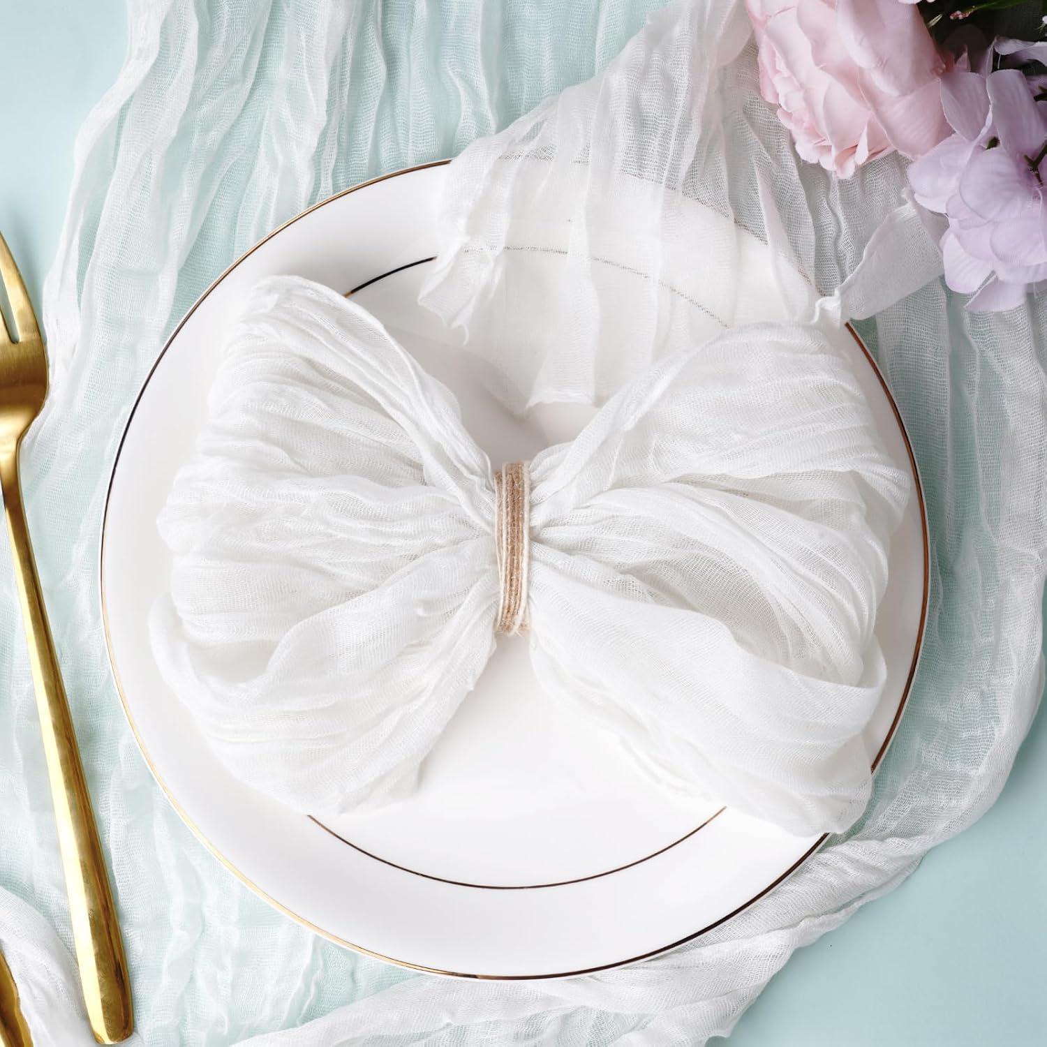 Juego de 12 Servilletas de Gasa Nydotd 50x50 cm Rústicas Blancas