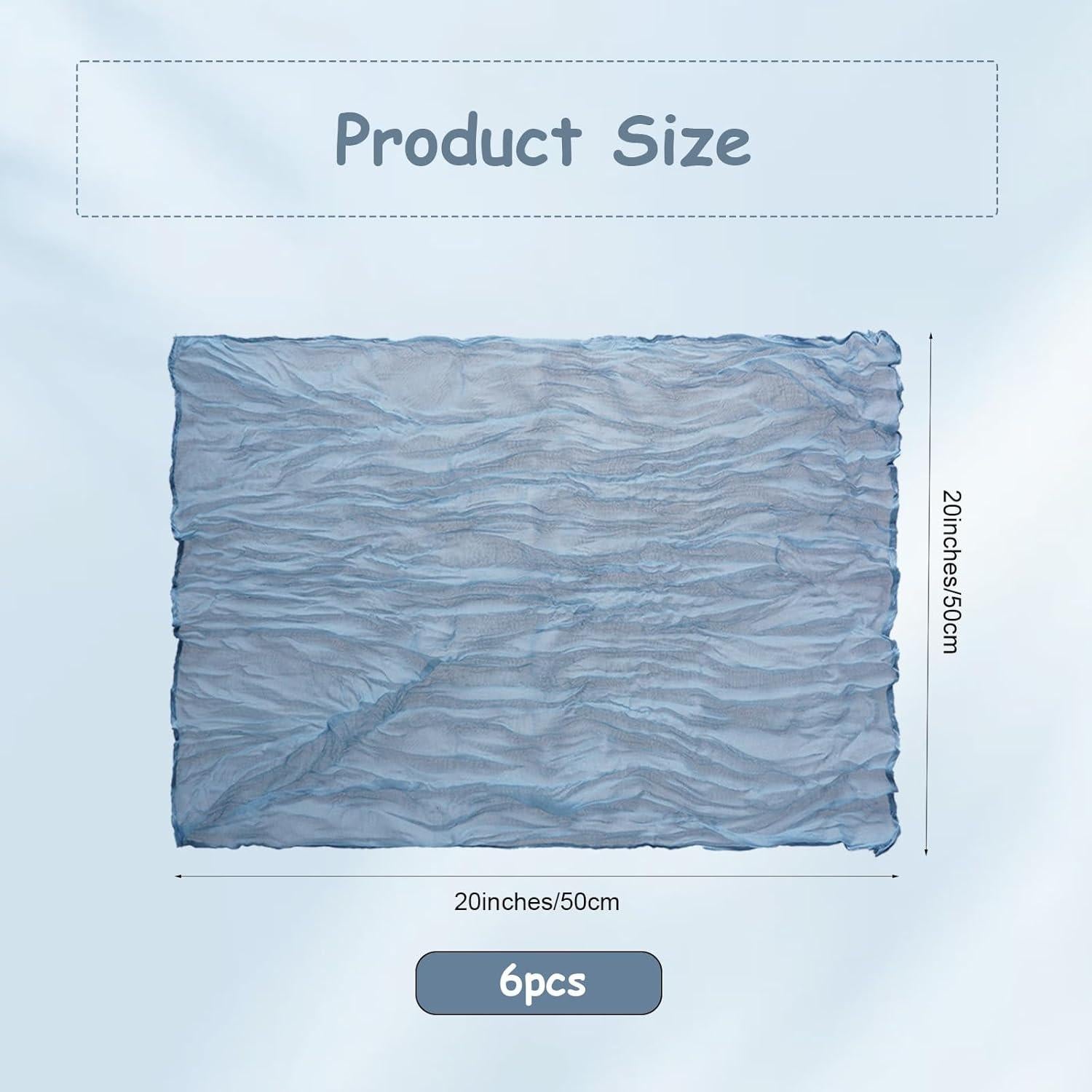 Juego de 6 Servilletas de Gasa Nydotd 50x50cm Azul Polvoriento