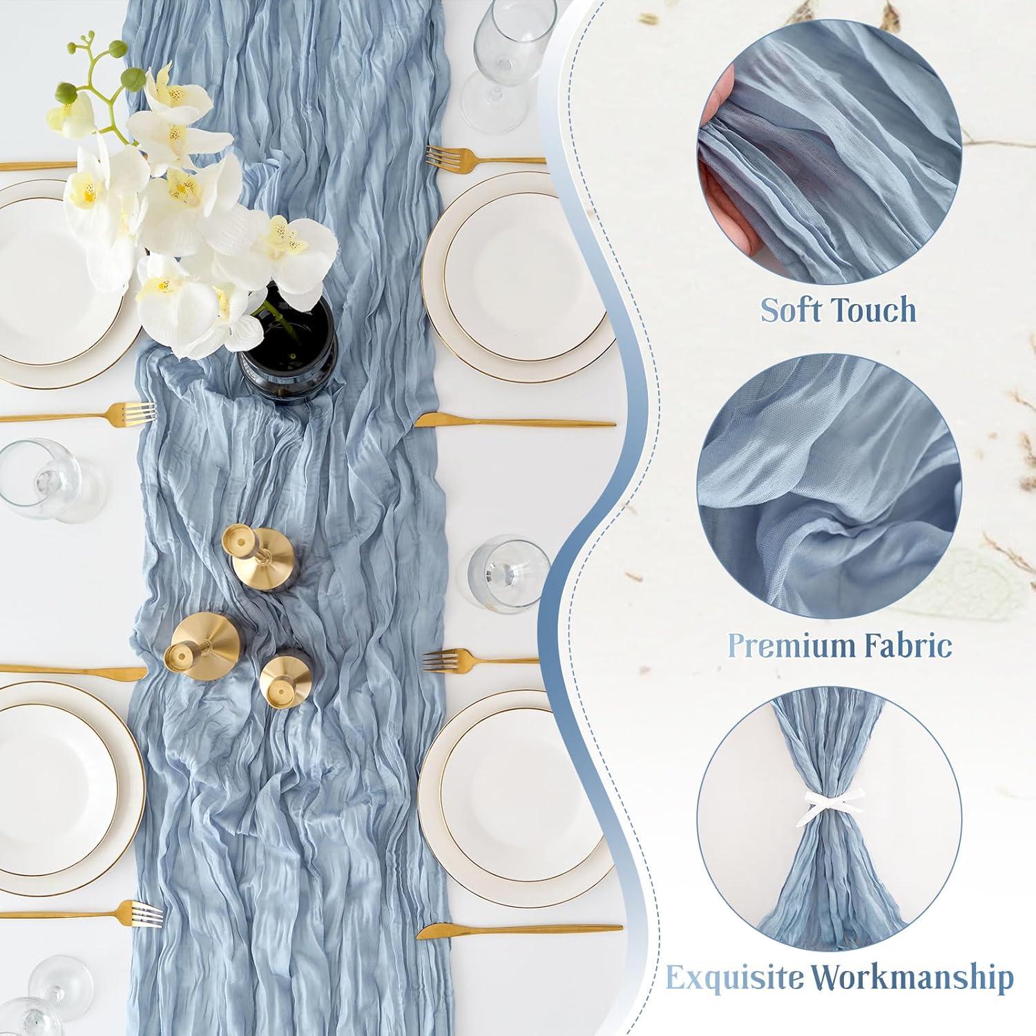 Caminos de Mesa de Gasa Azul Polvoriento 4 Piezas 89x305cm