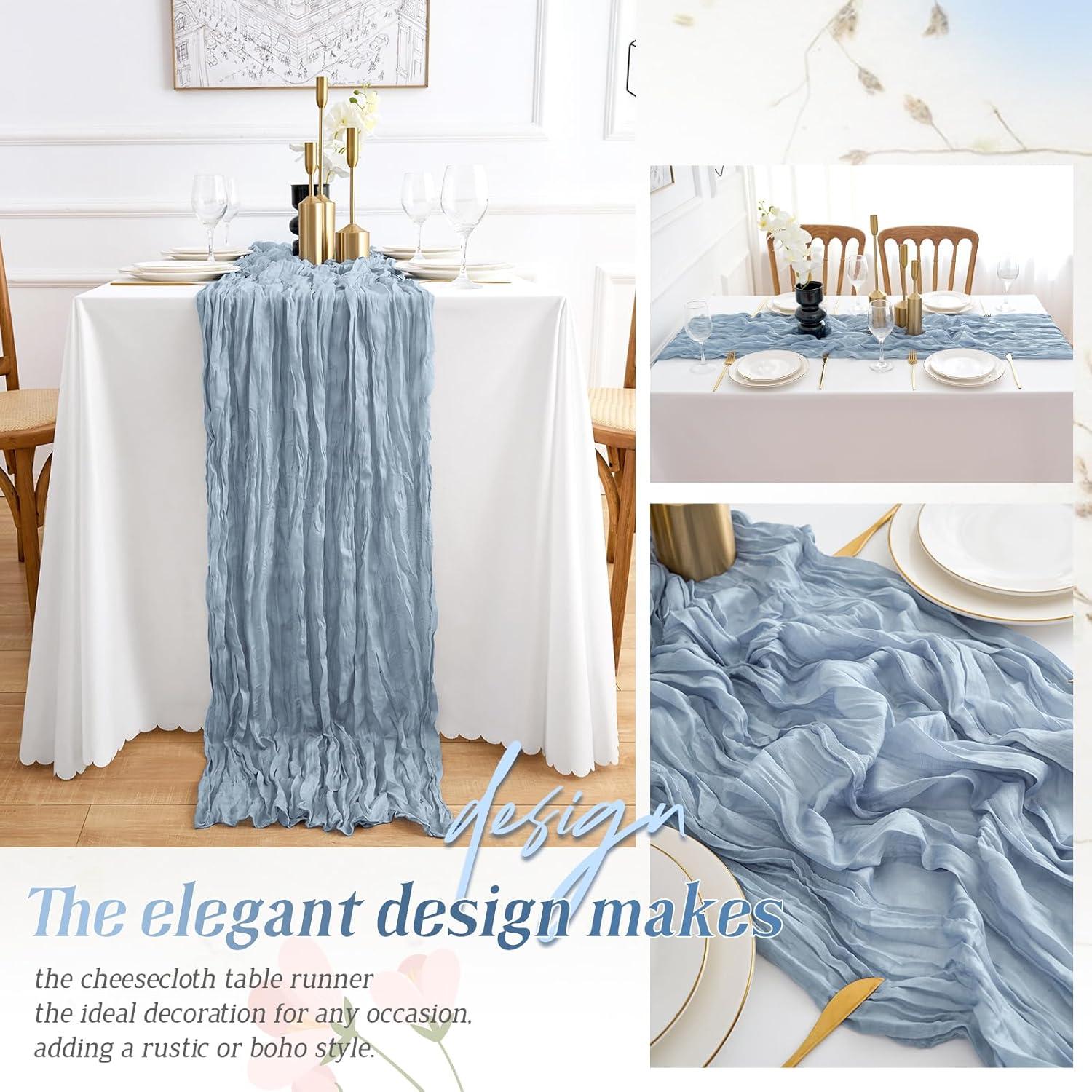 Caminos de Mesa de Gasa Azul Polvoriento 4 Piezas 89x305cm