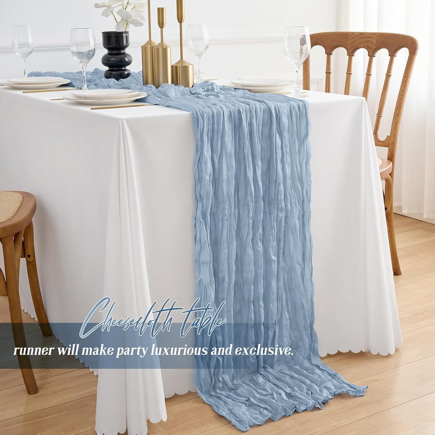 Caminos de Mesa de Gasa Azul Polvoriento 4 Piezas 89x305cm