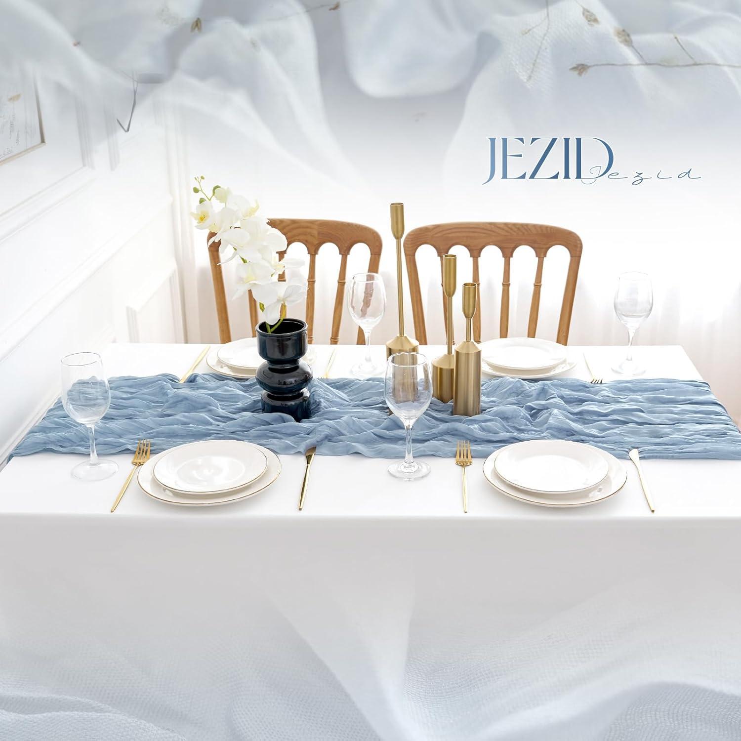 Caminos de Mesa de Gasa Azul Polvoriento 4 Piezas 89x305cm