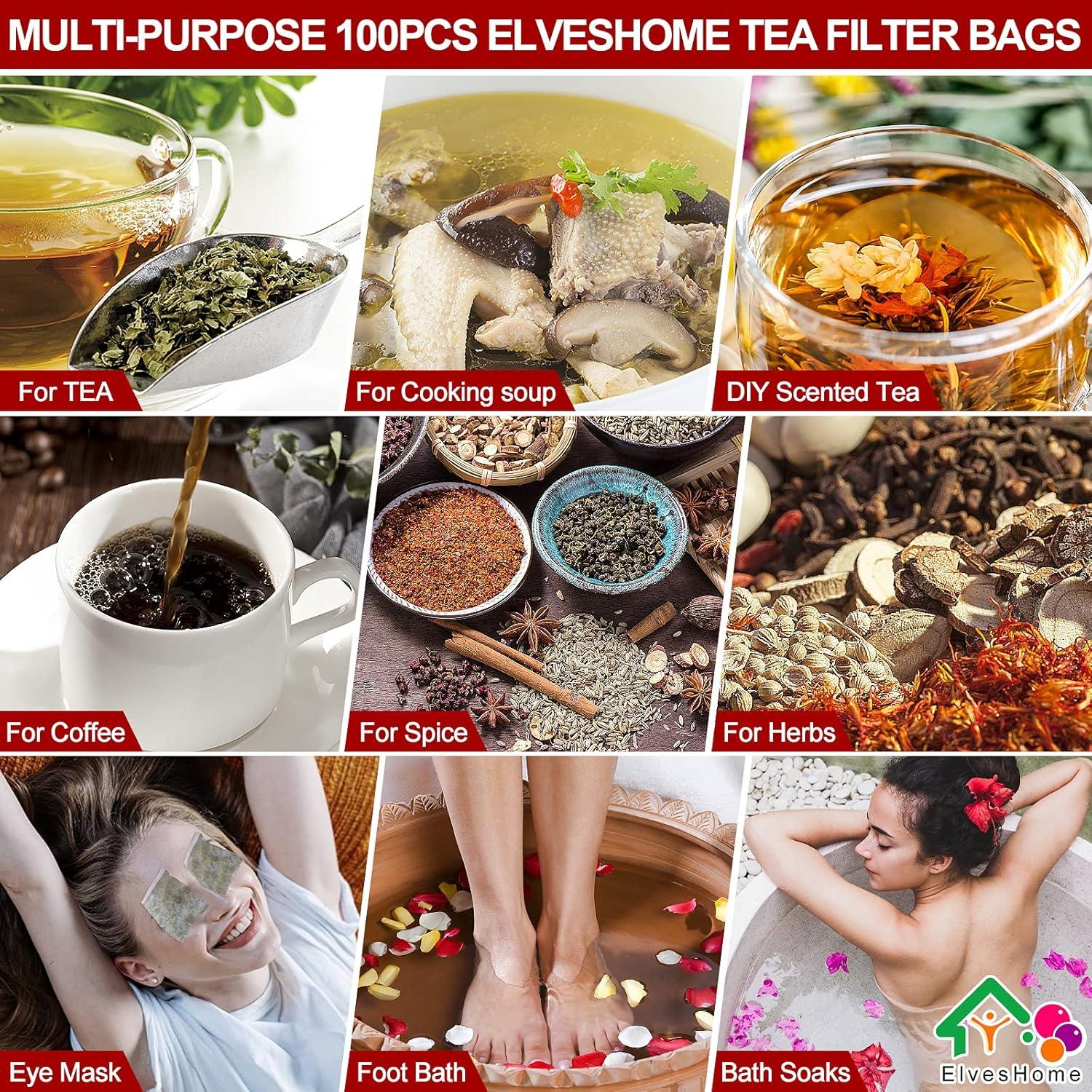 100 Bolsas de Filtro de Té Reutilizables ElvesHome 3x4"