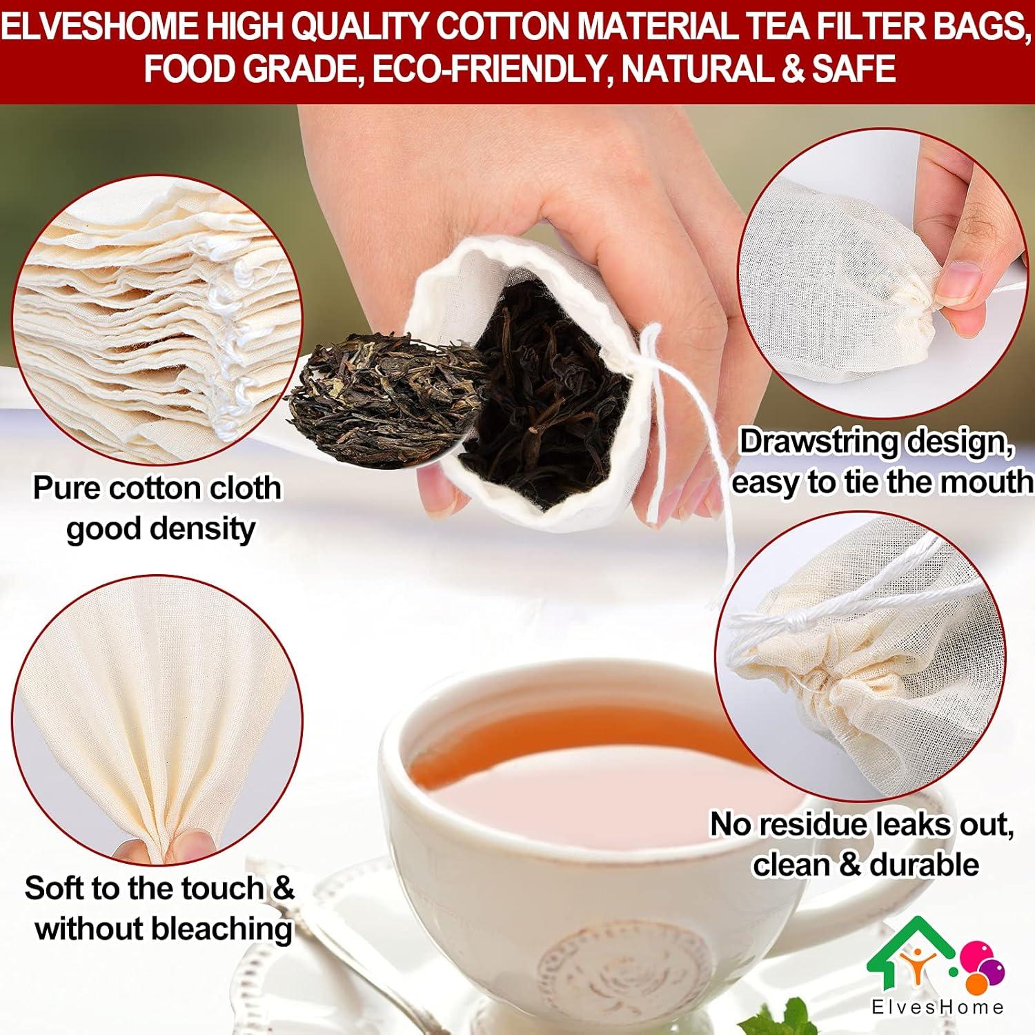 100 Bolsas de Filtro de Té Reutilizables ElvesHome 3x4"