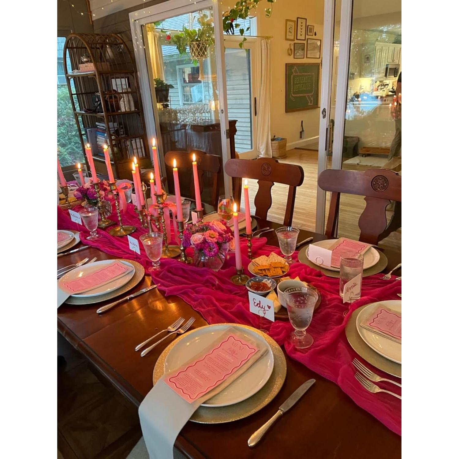 Corredor de Mesa de Gasa Roja TEINIUBY 6 Piezas 35x400 cm