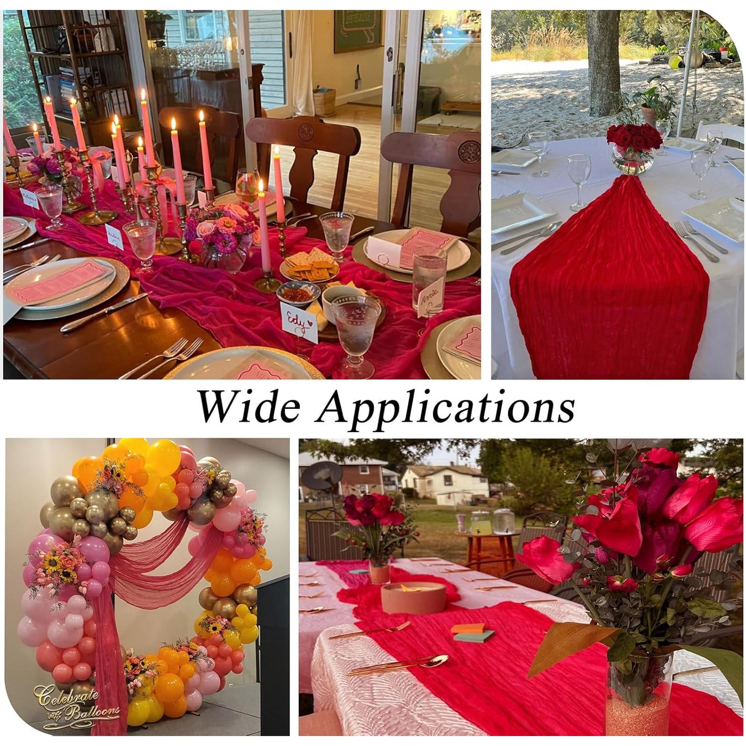 Corredor de Mesa de Gasa Roja TEINIUBY 6 Piezas 35x400 cm