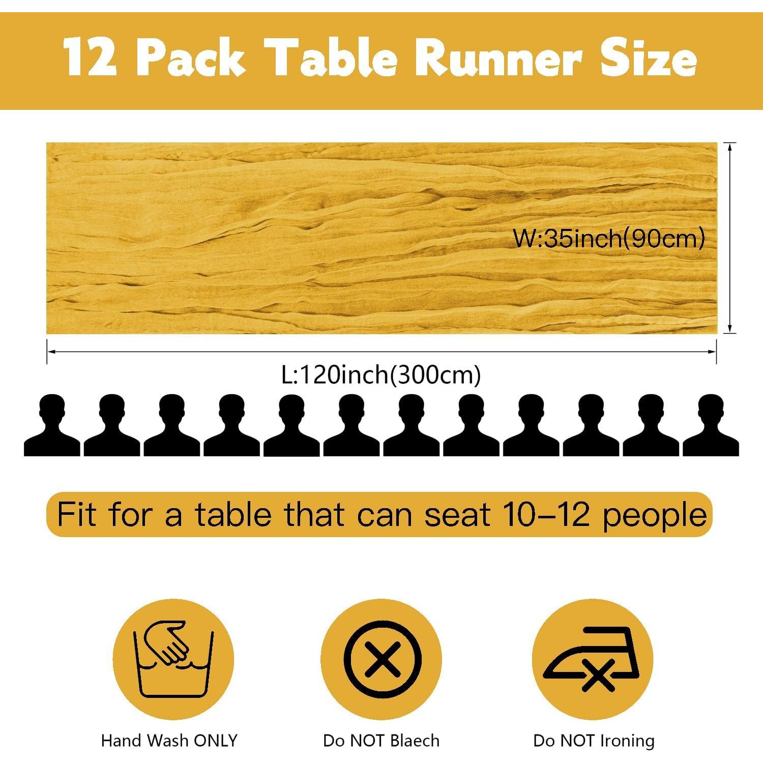 Paquete de 12 Caminos de Mesa de Gasa Dorados 90x300 cm