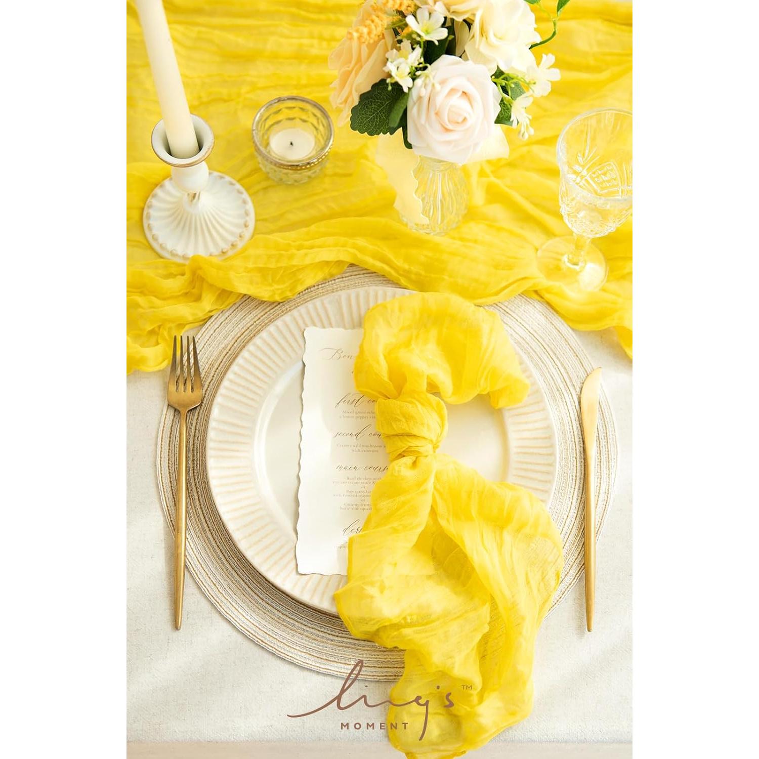 Servilletas de Tela Reutilizables Ling's Moment - 48.26 cm - Amarillo Crema (Juego de 10)