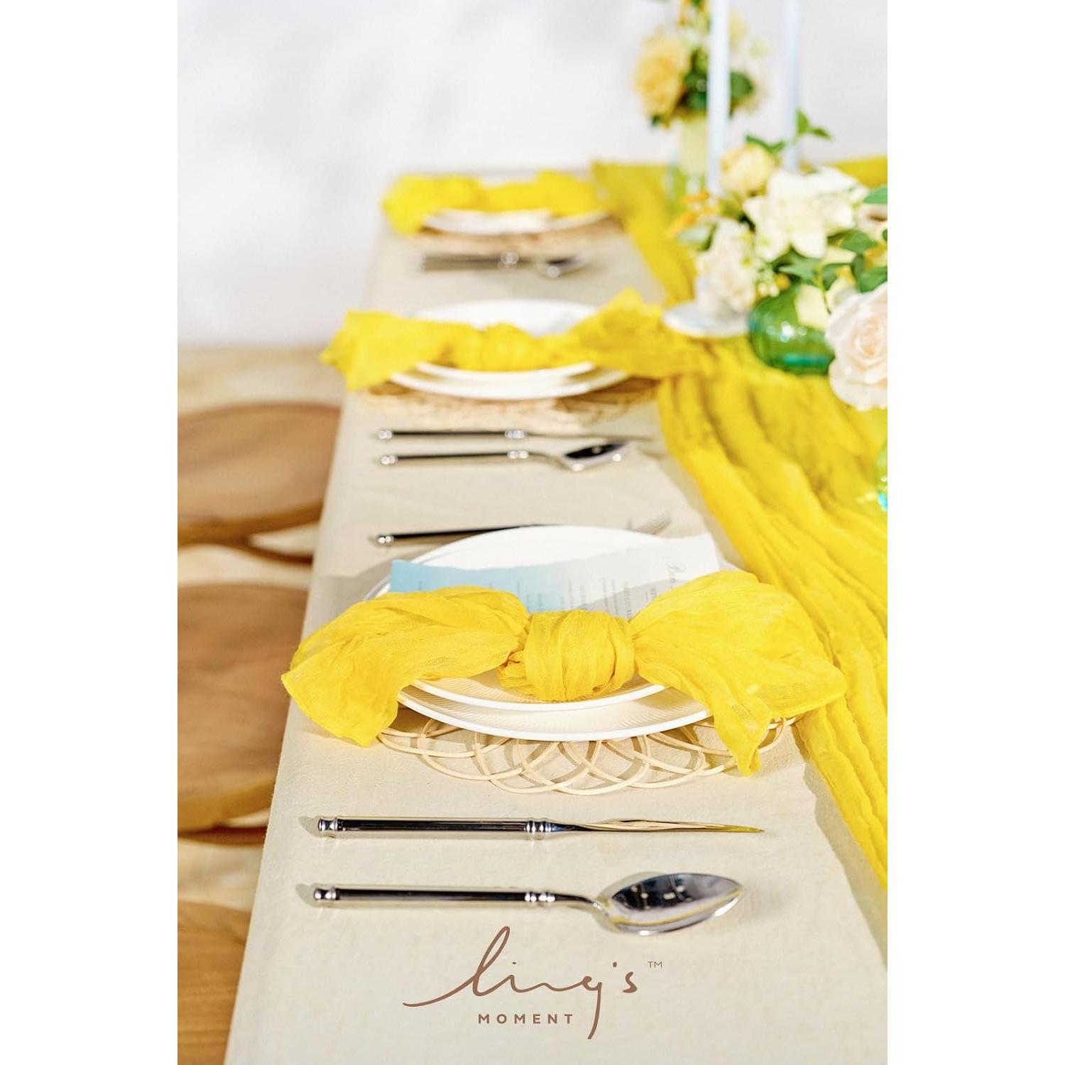 Servilletas de Tela Reutilizables Ling's Moment - 48.26 cm - Amarillo Crema (Juego de 10)