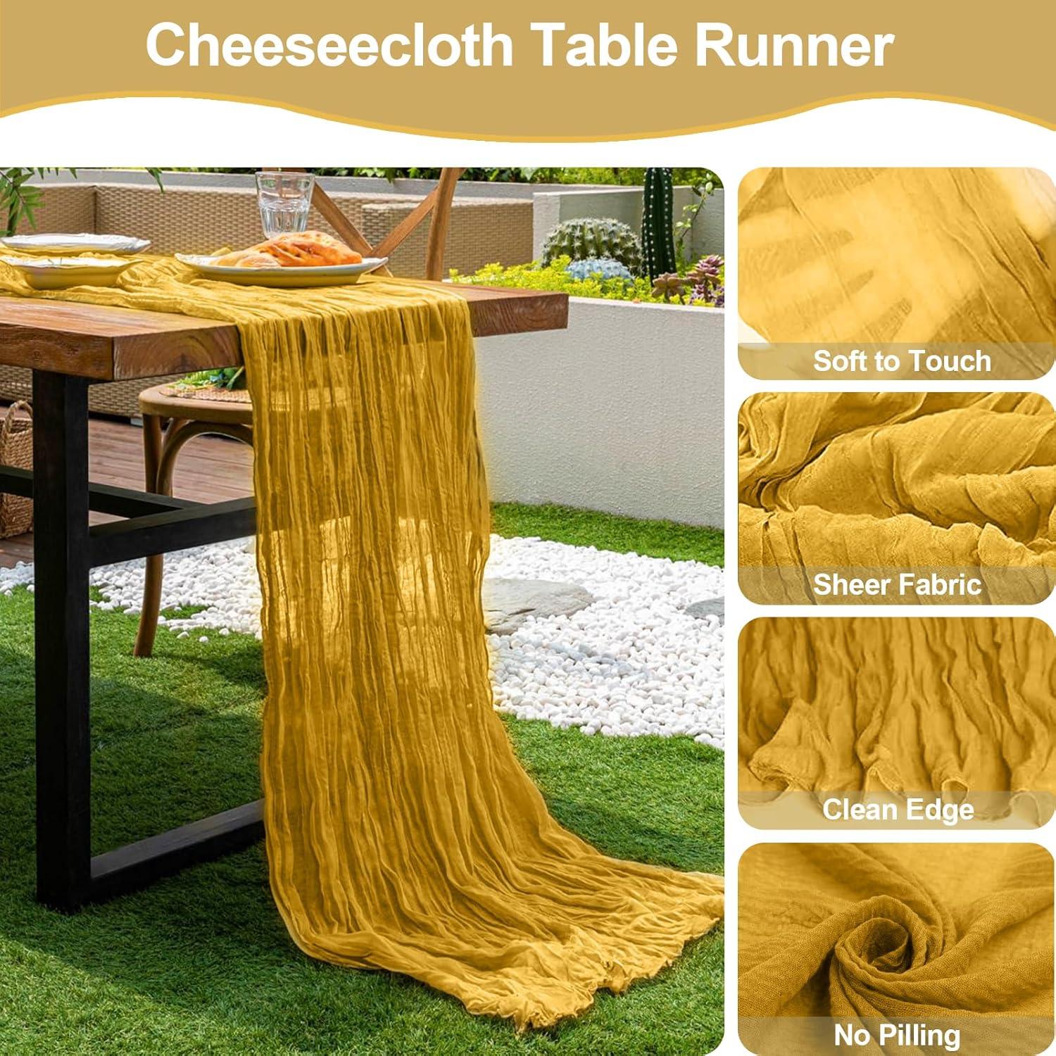 Paquete de 2 Caminos de Mesa Dorados 304.8x88.9 cm Gasa QIHAN