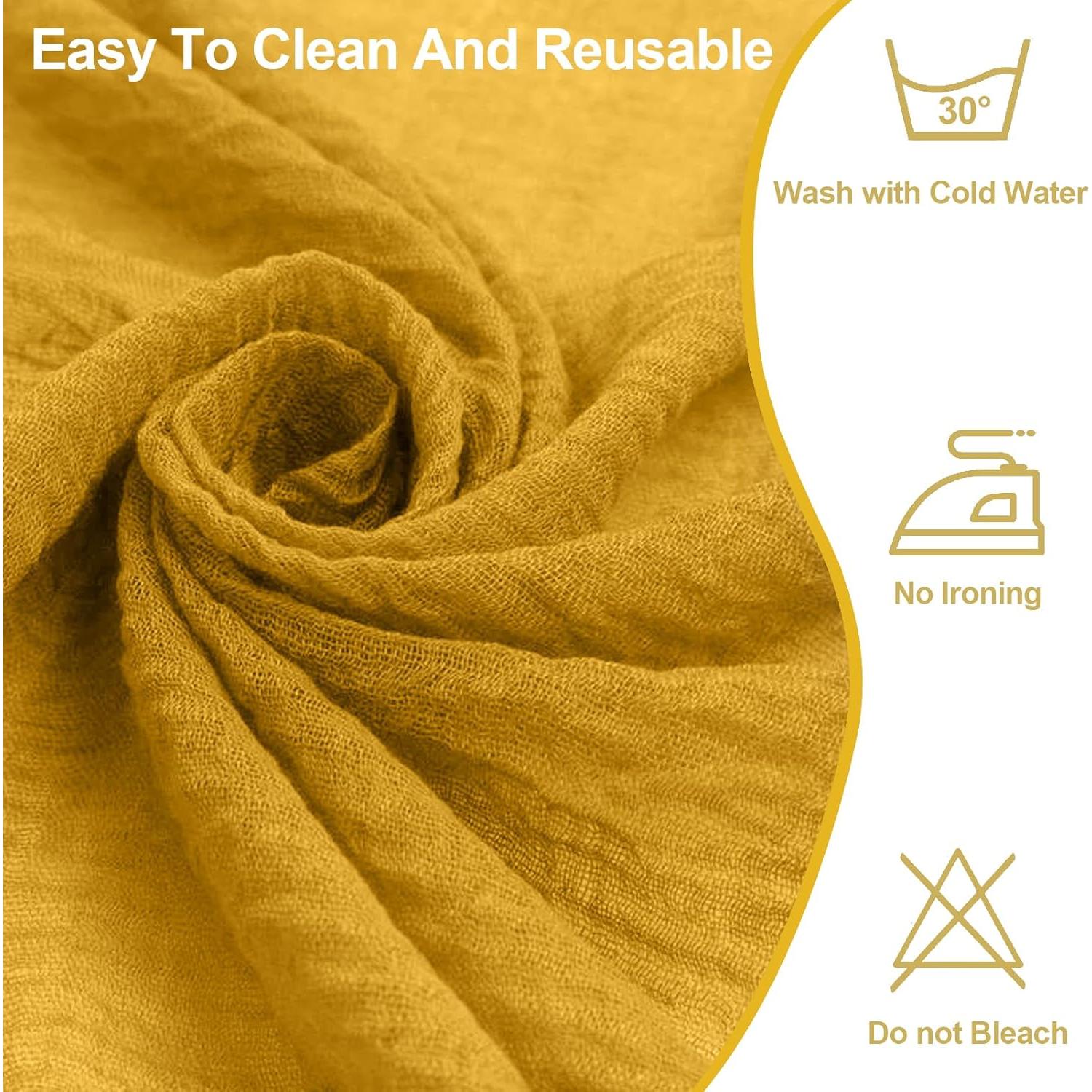 Paquete de 2 Caminos de Mesa Dorados 304.8x88.9 cm Gasa QIHAN