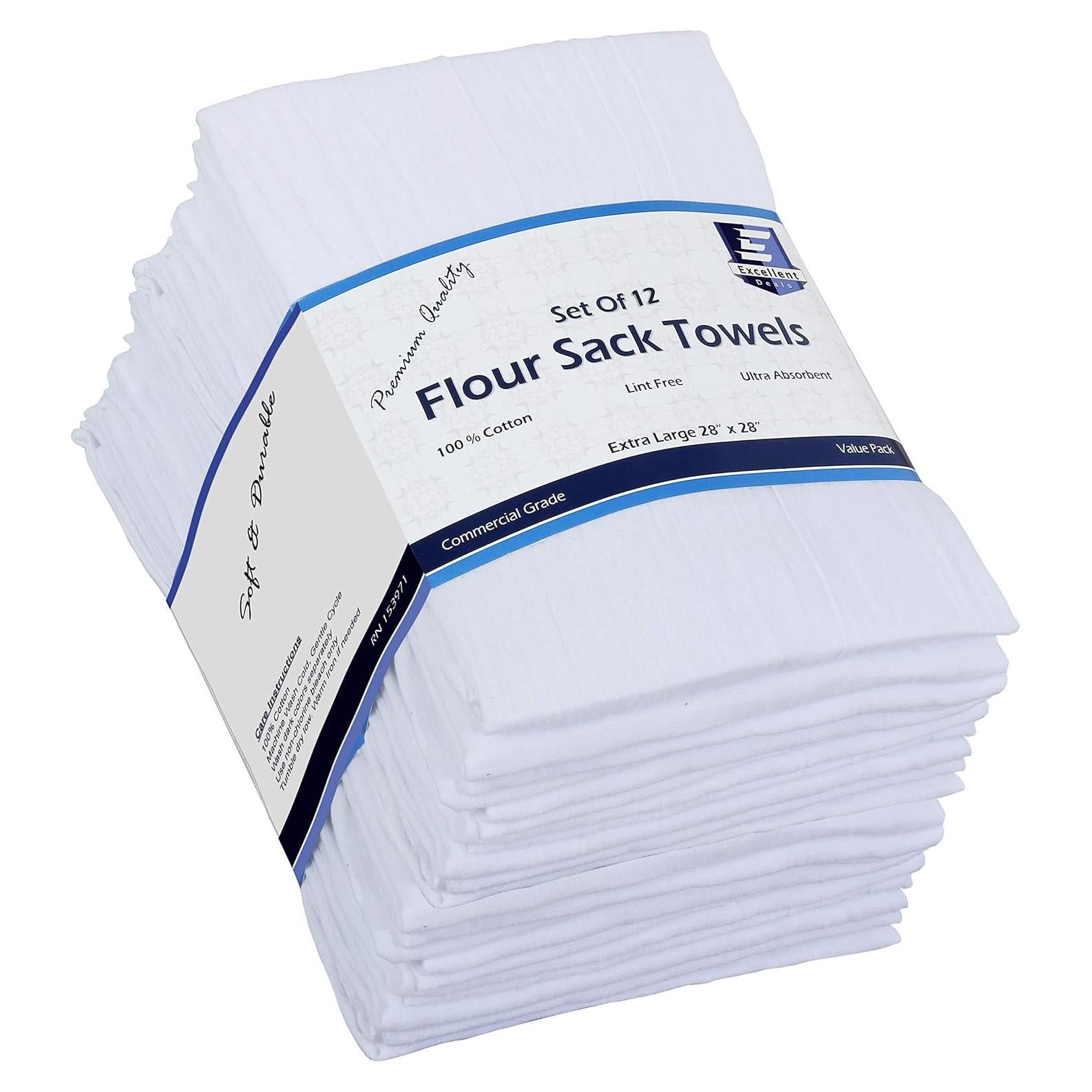 Toallas de Cocina 100% Algodón Ofertas Excelentes - Paquete de 12, 71x71 cm