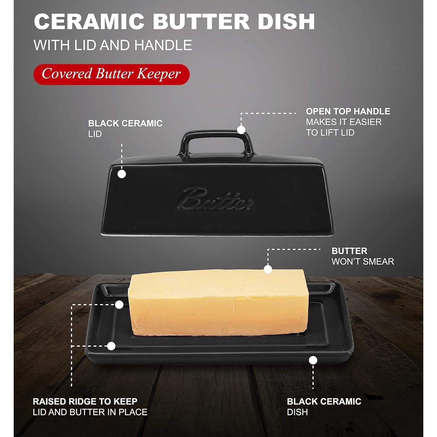 Plato de Mantequilla Cerámica Bruntmor Negro con Tapa 113g