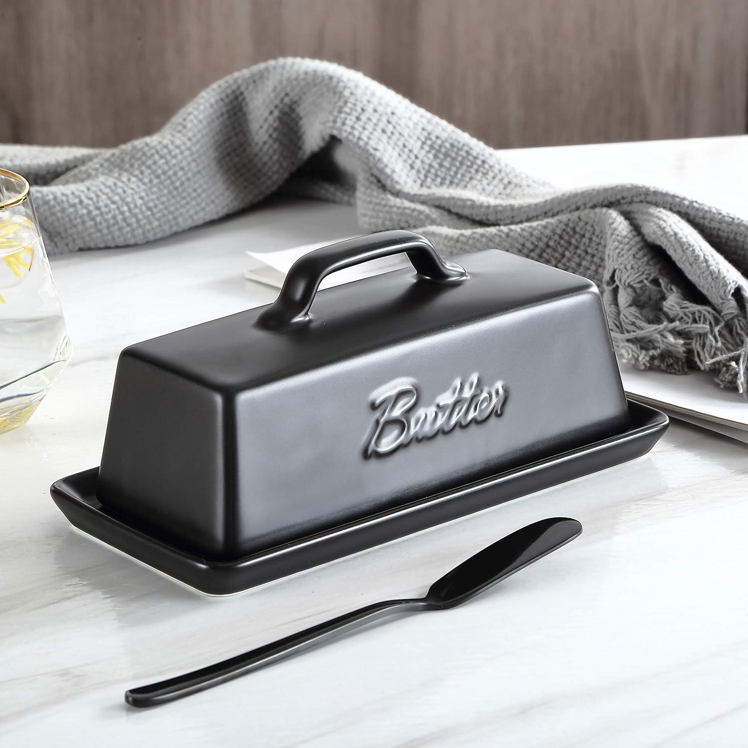 Plato de Mantequilla Cerámica Bruntmor Negro con Tapa 113g