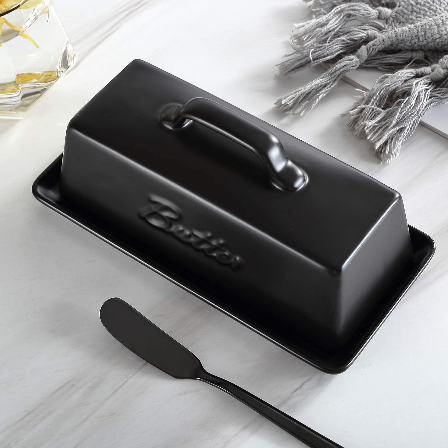 Plato de Mantequilla Cerámica Bruntmor Negro con Tapa 113g