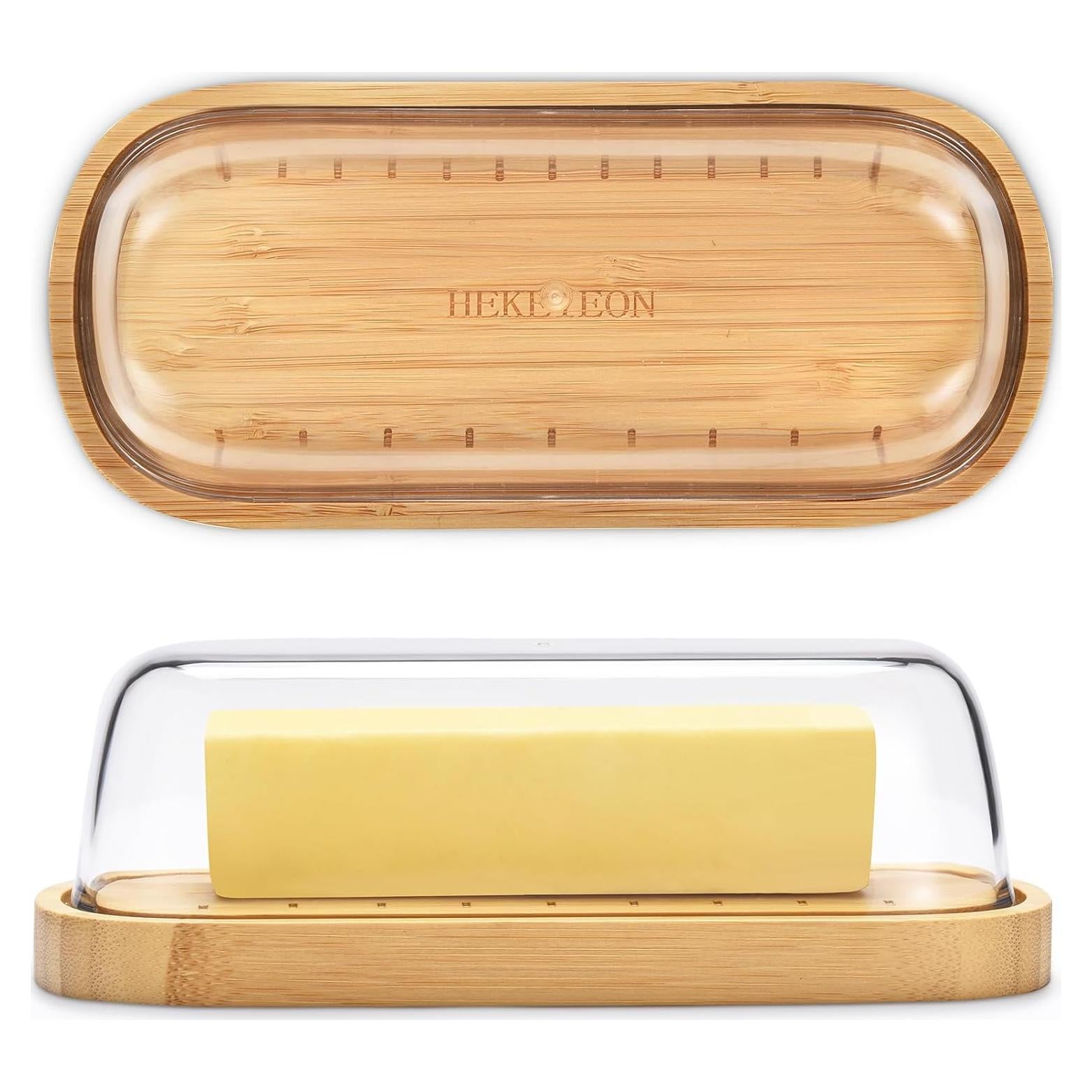 Plato para Mantequilla Hekeieon con Tapa de Bambú 220g