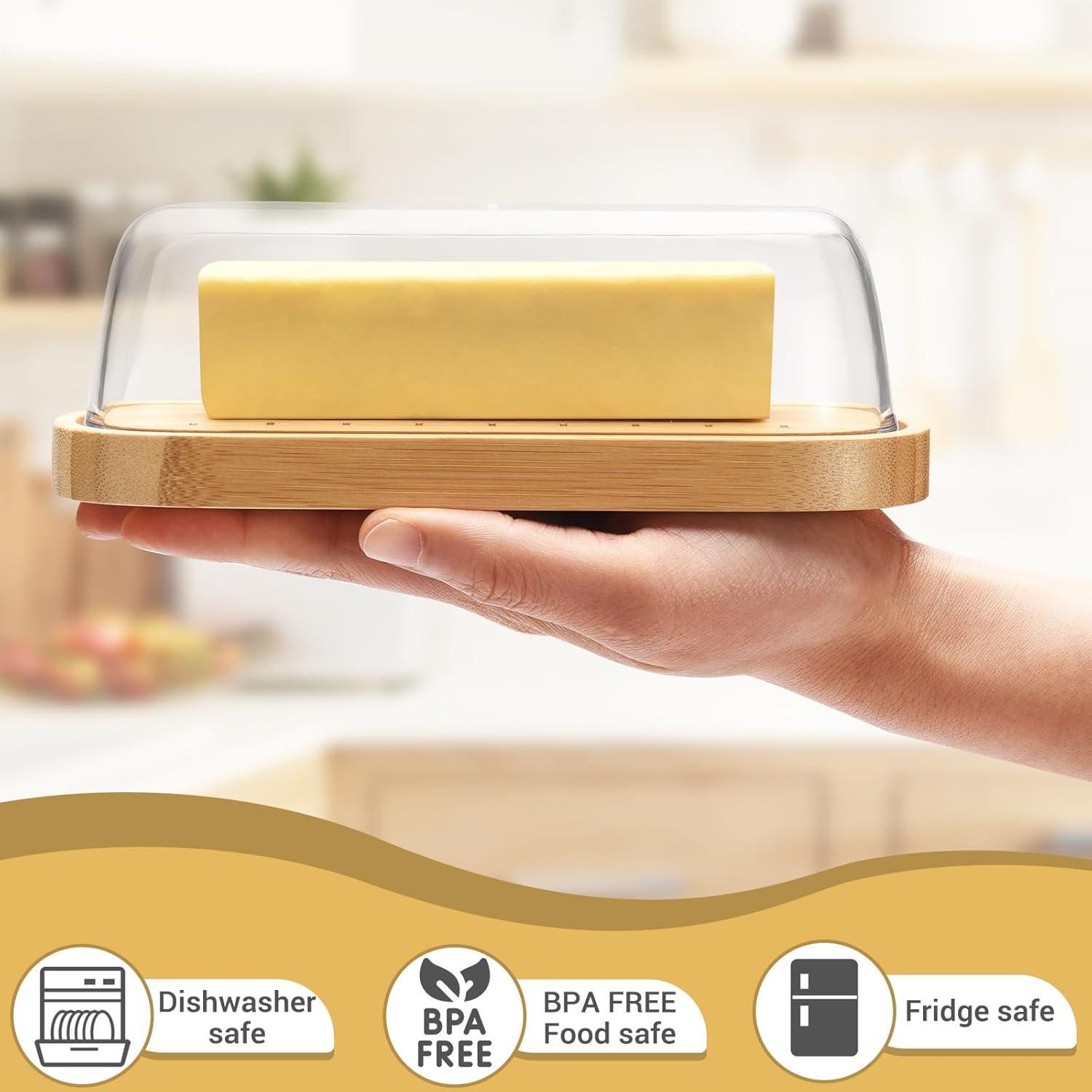 Plato para Mantequilla Hekeieon con Tapa de Bambú 220g