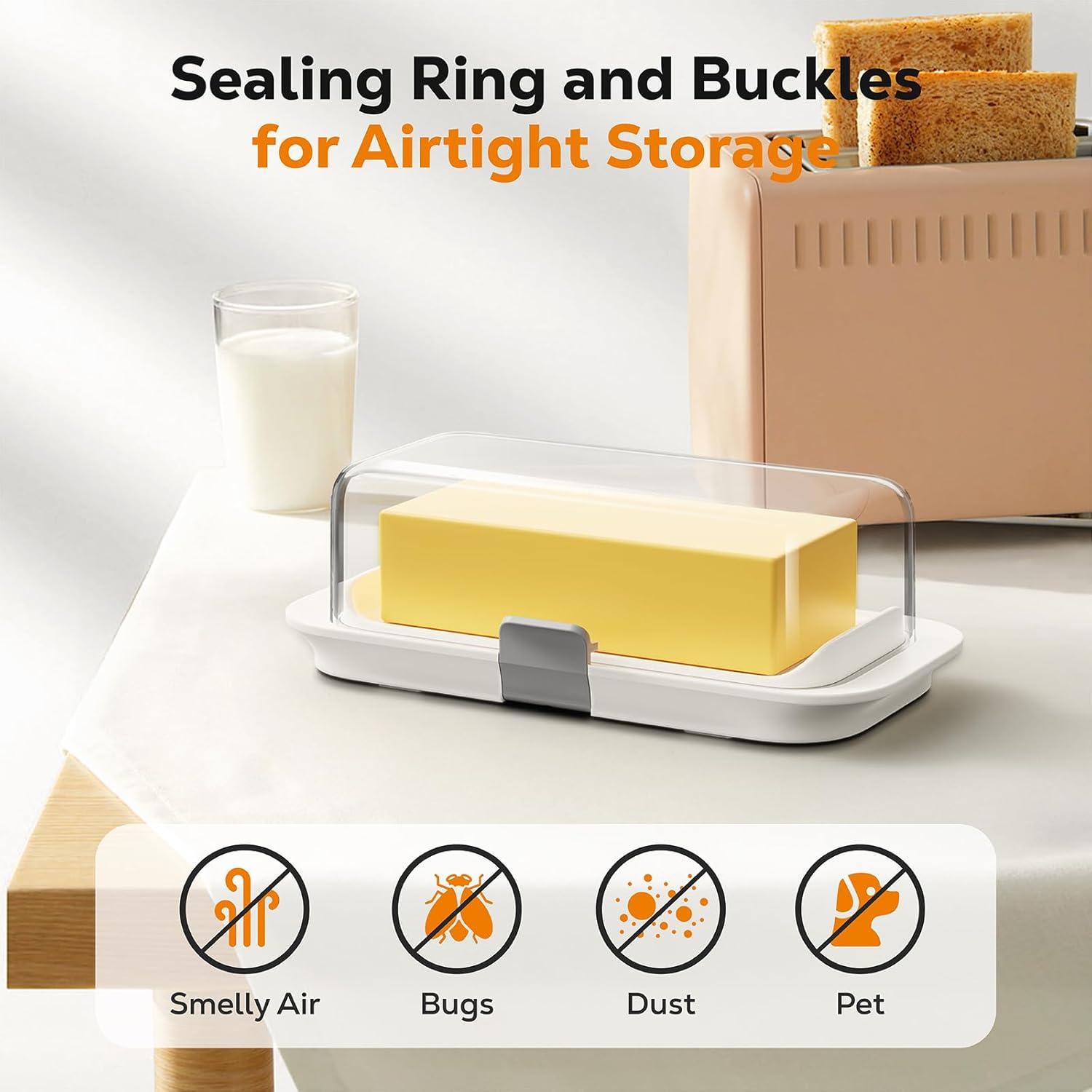 Plato de Mantequilla Hermético Pisol Grande 250g Blanco