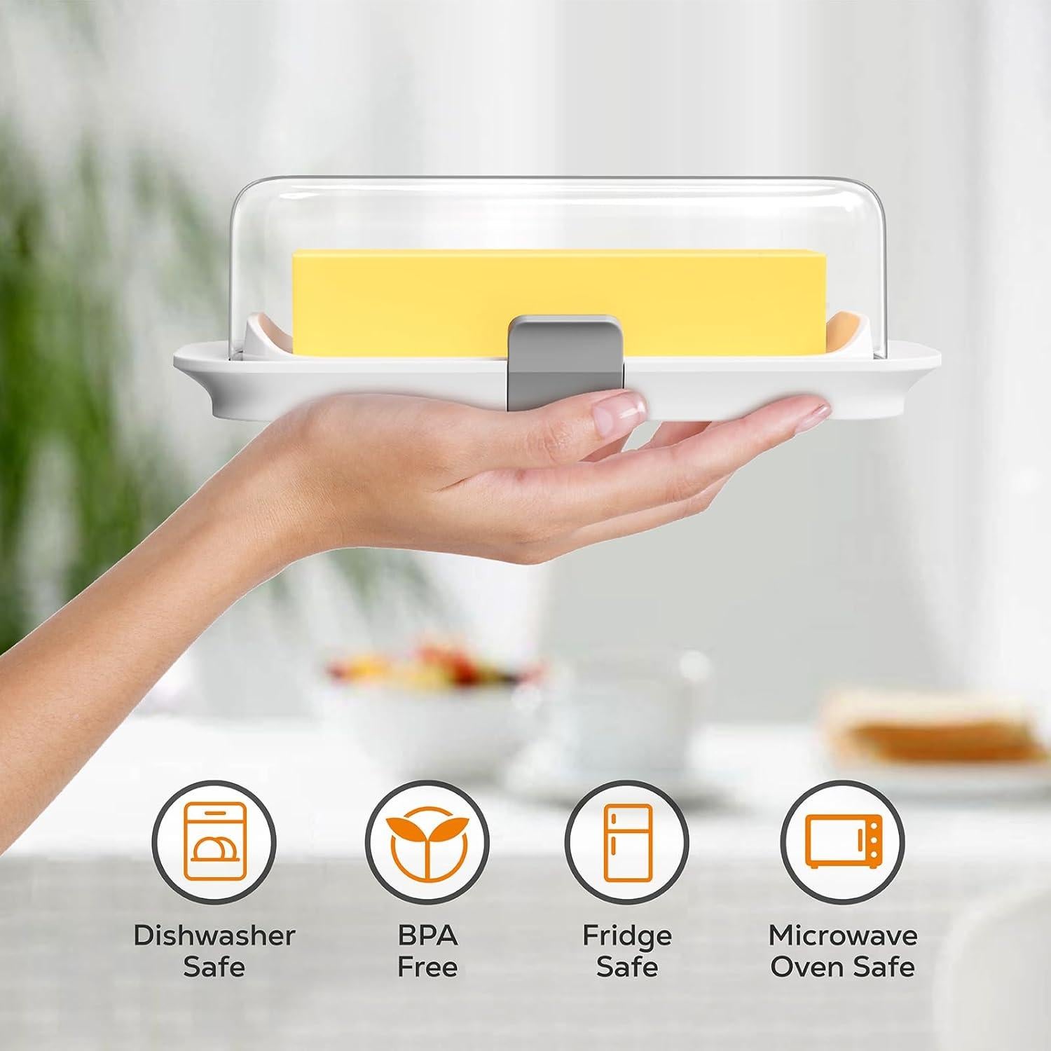 Plato de Mantequilla Hermético Pisol Grande 250g Blanco