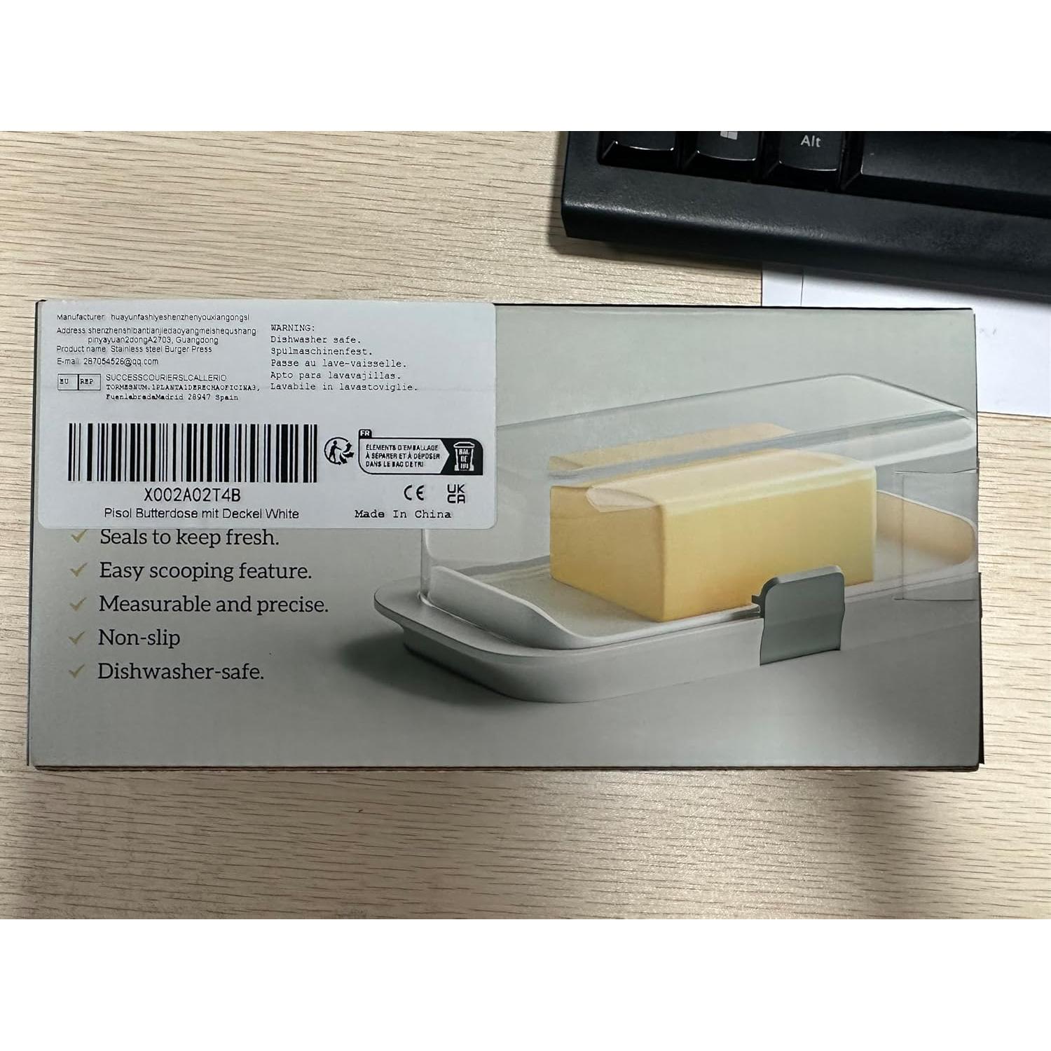 Plato de Mantequilla Hermético Pisol Grande 250g Blanco