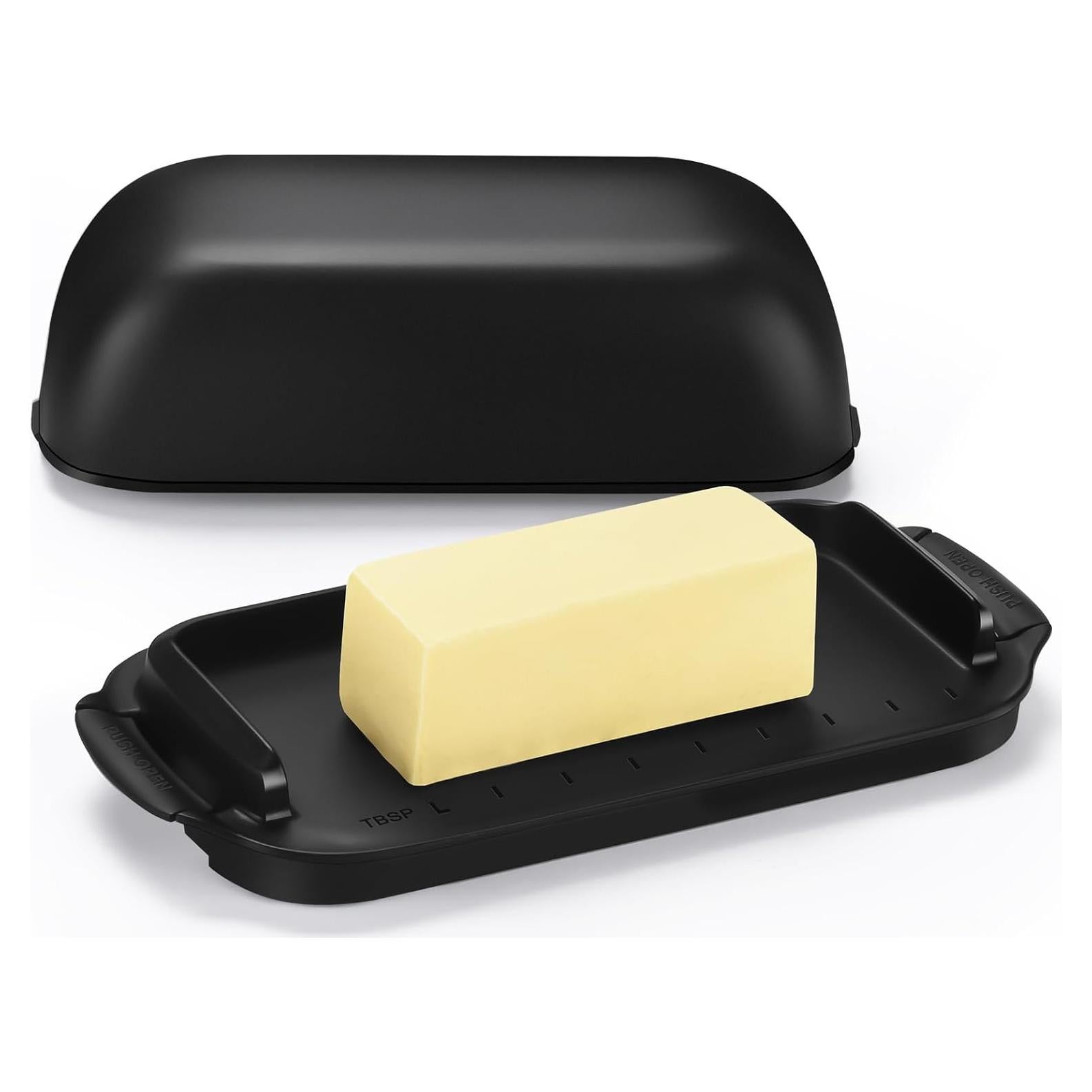 Plato de Mantequilla AONCO con Tapa 350g Libre de BPA Negro