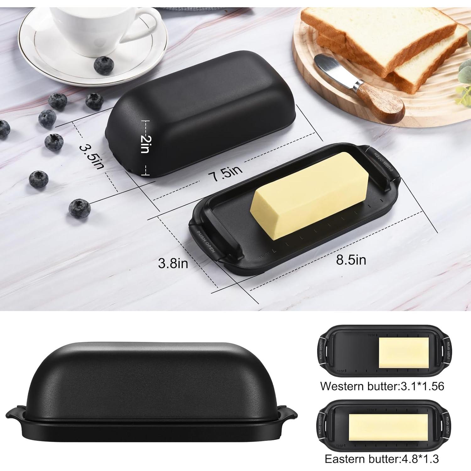 Plato de Mantequilla AONCO con Tapa 350g Libre de BPA Negro