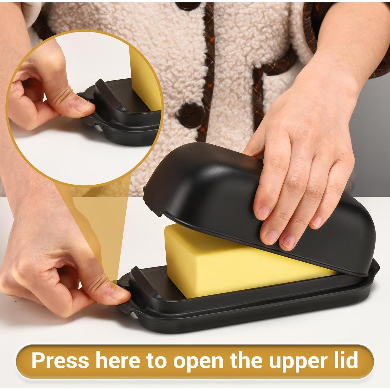 Plato de Mantequilla AONCO con Tapa 350g Libre de BPA Negro