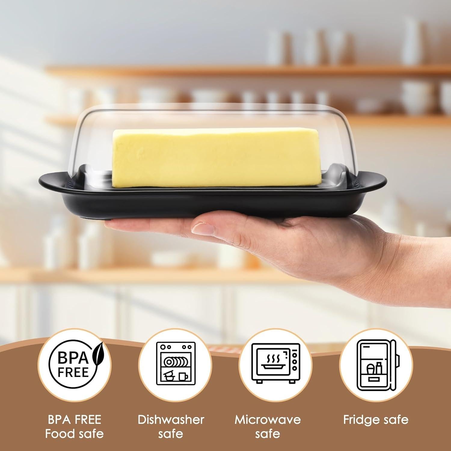 Plato para Mantequilla Hermético Hekeieon con Tapa Transparente