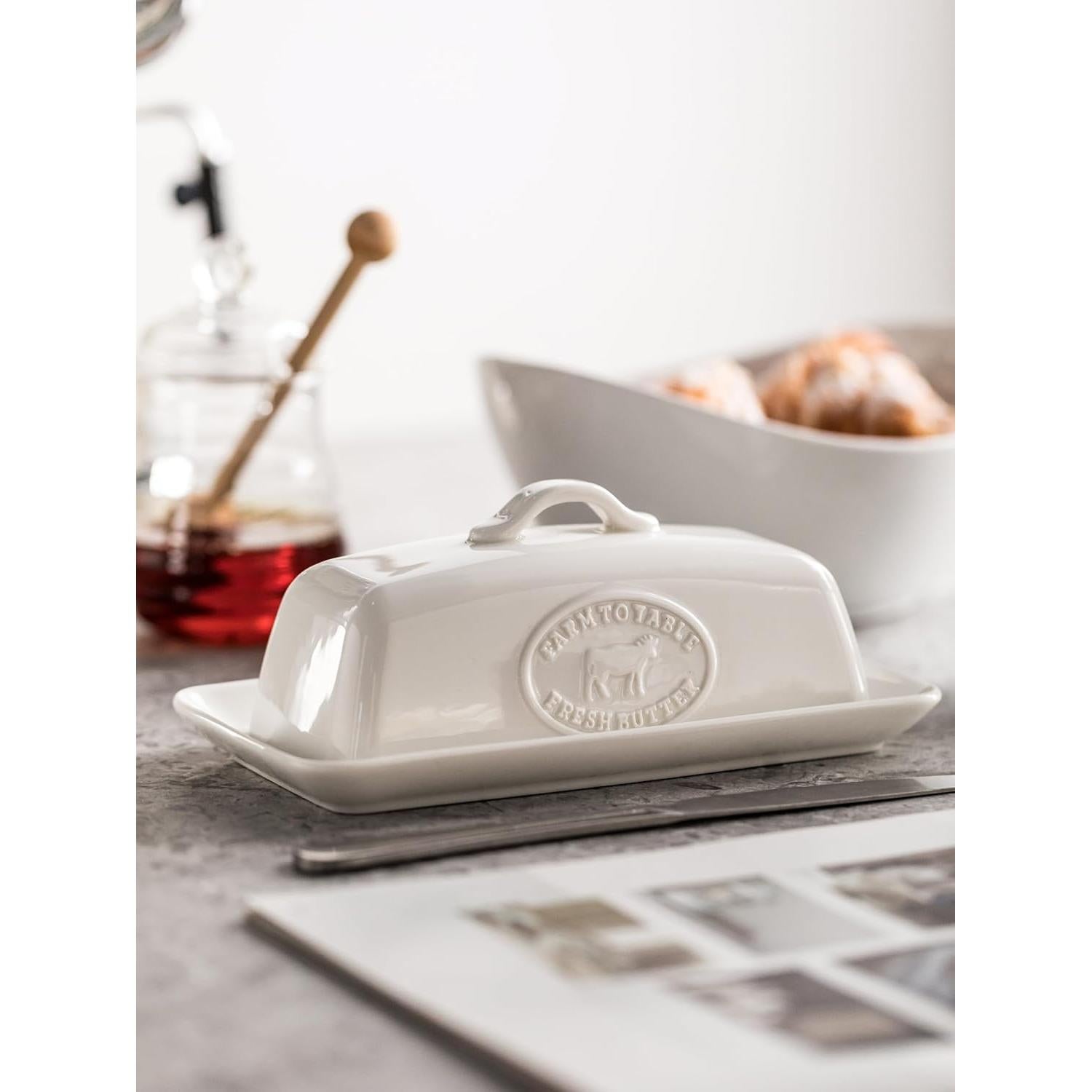 Plato de Mantequilla Cerámica YHOJOY con Tapa 18.5x8.9 cm