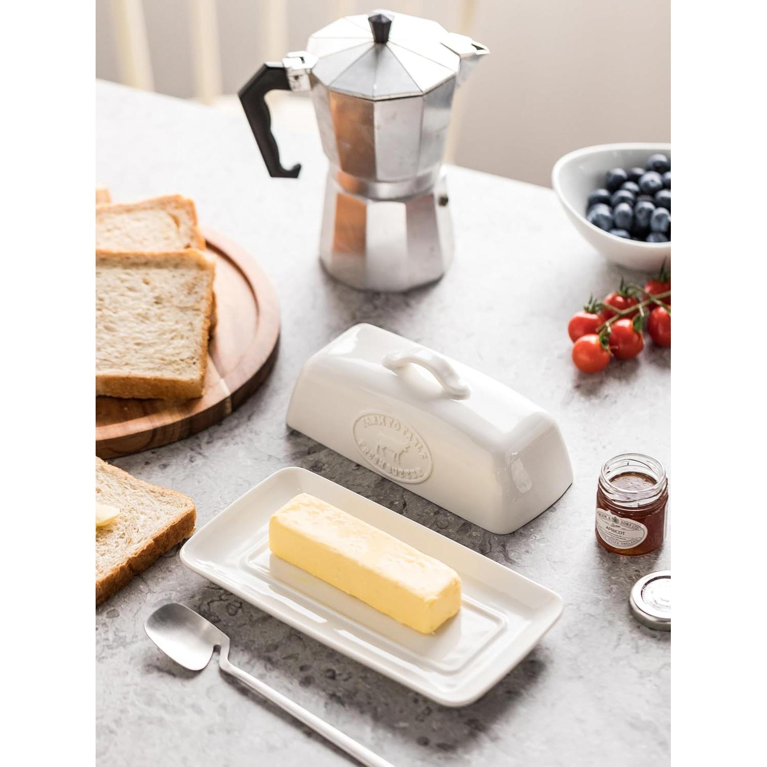 Plato de Mantequilla Cerámica YHOJOY con Tapa 18.5x8.9 cm