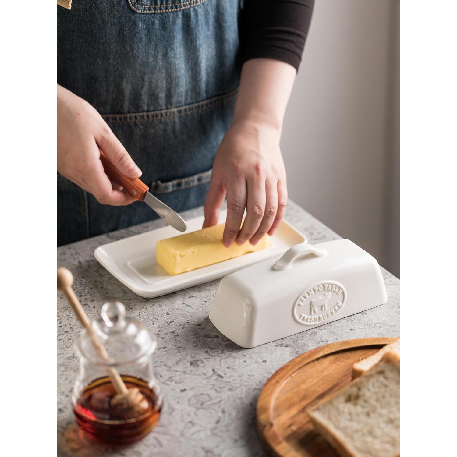 Plato de Mantequilla Cerámica YHOJOY con Tapa 18.5x8.9 cm