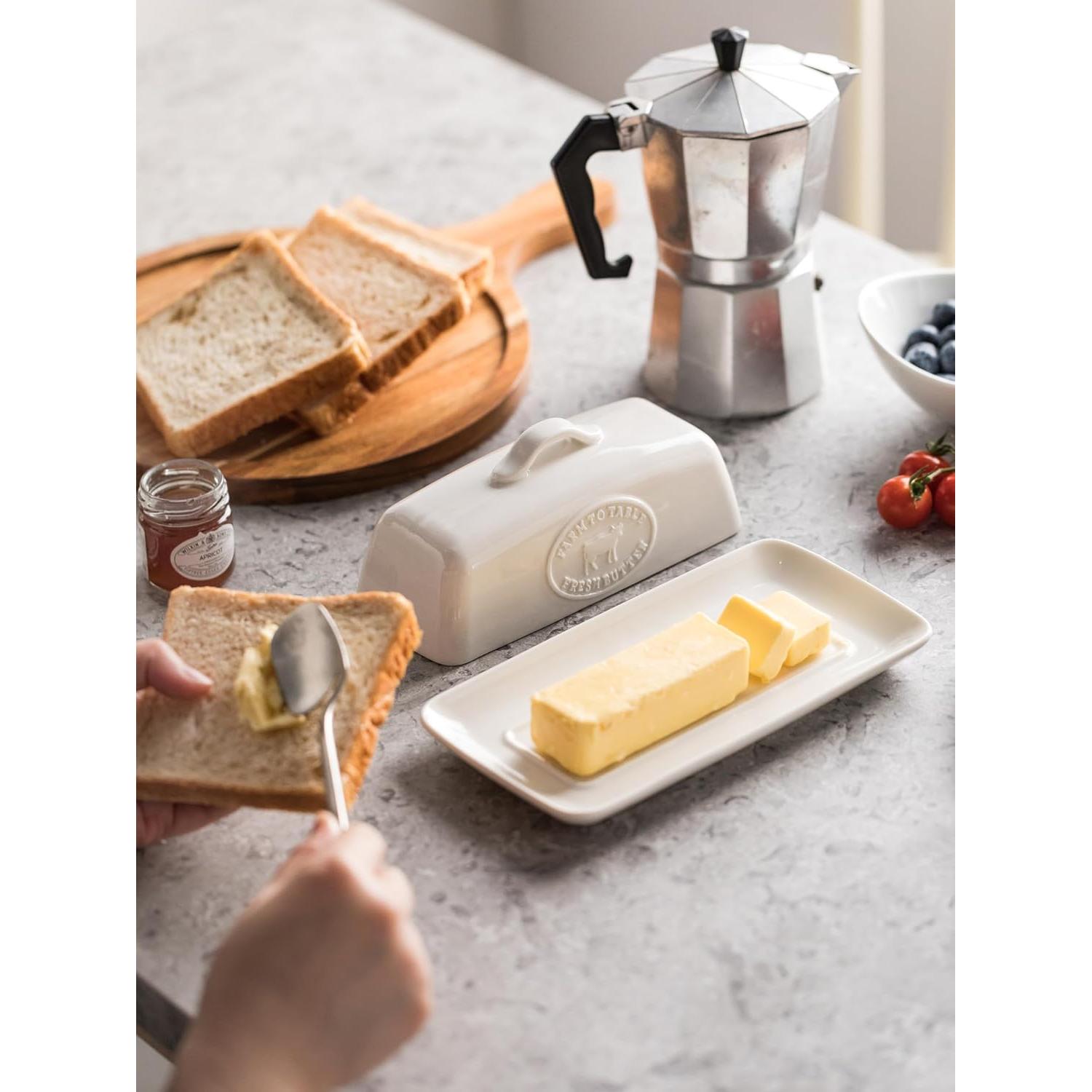 Plato de Mantequilla Cerámica YHOJOY con Tapa 18.5x8.9 cm