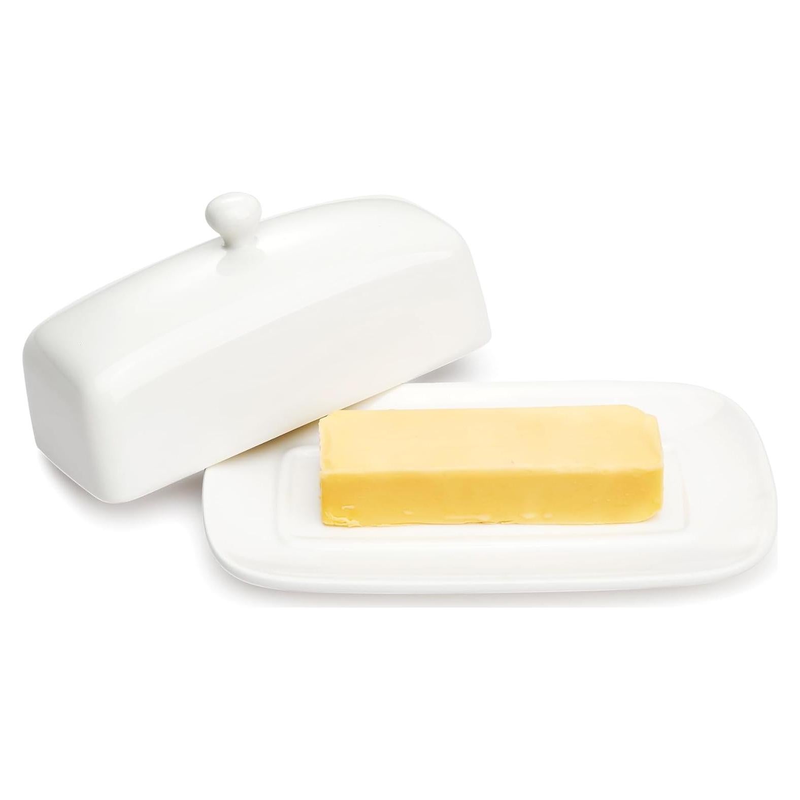 Plato para Mantequilla Sweese con Tapa 19.8 cm Porcelana Blanco