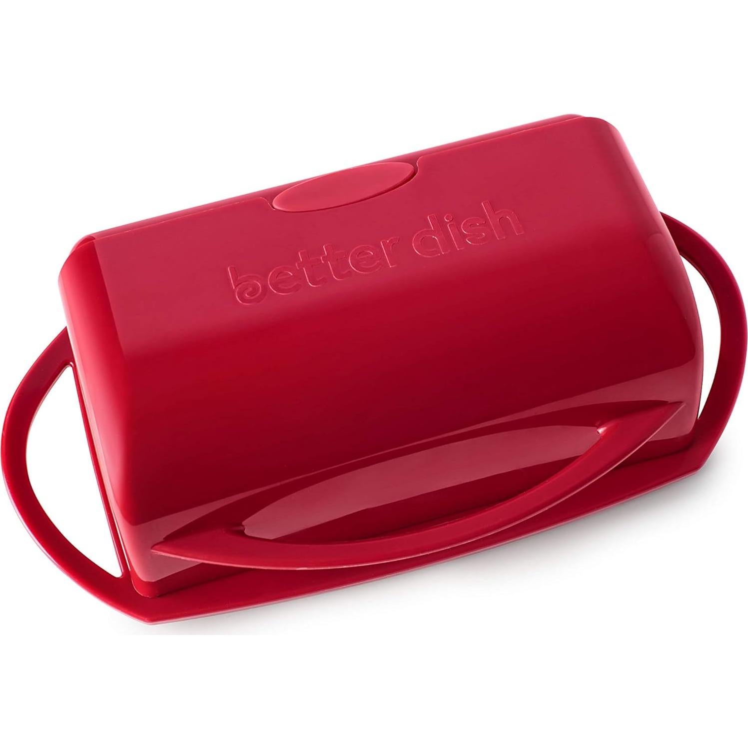 Plato de Mantequilla con Tapa Abatible Rojo - Irrompible y Apto para Lavavajillas