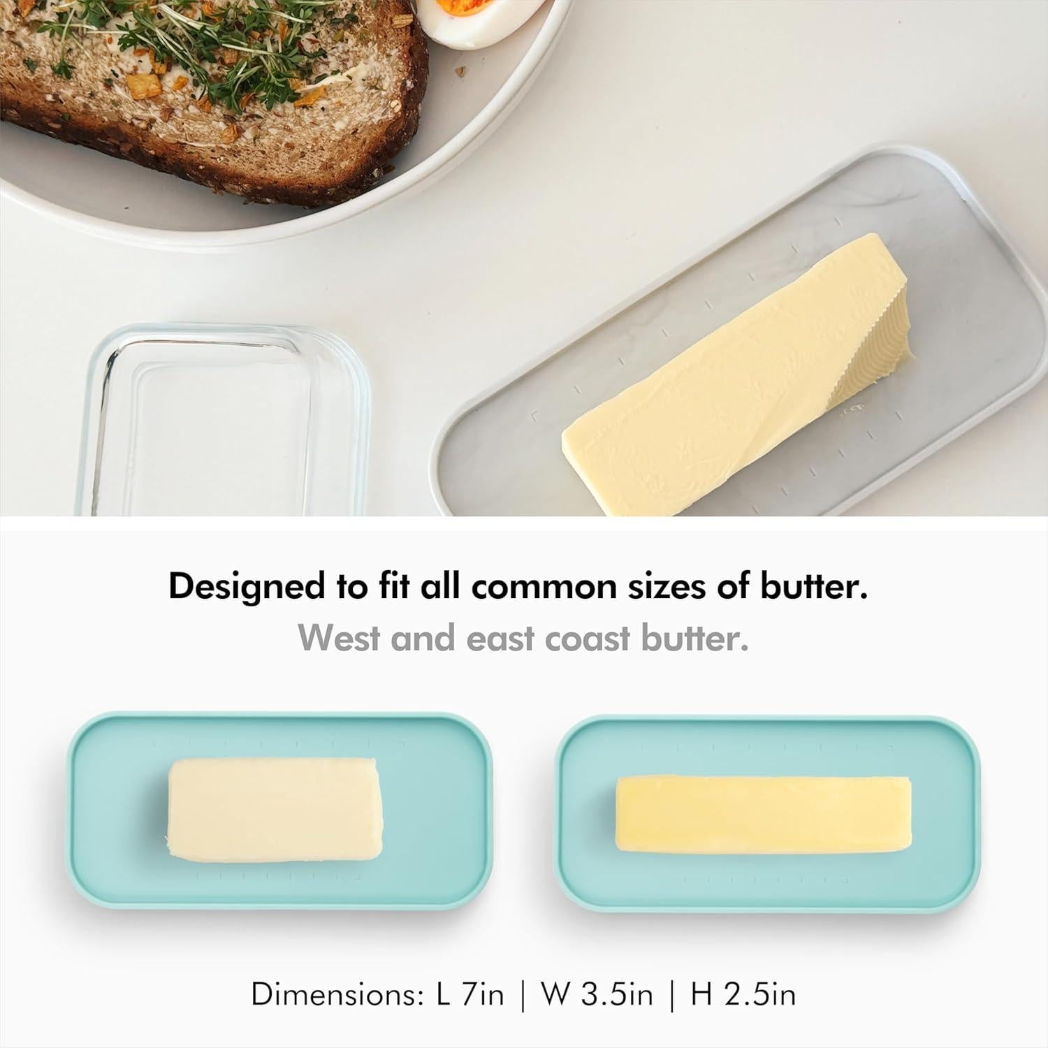 Plato de Mantequilla de Vidrio KIVY Turquesa con Tapa Hermética