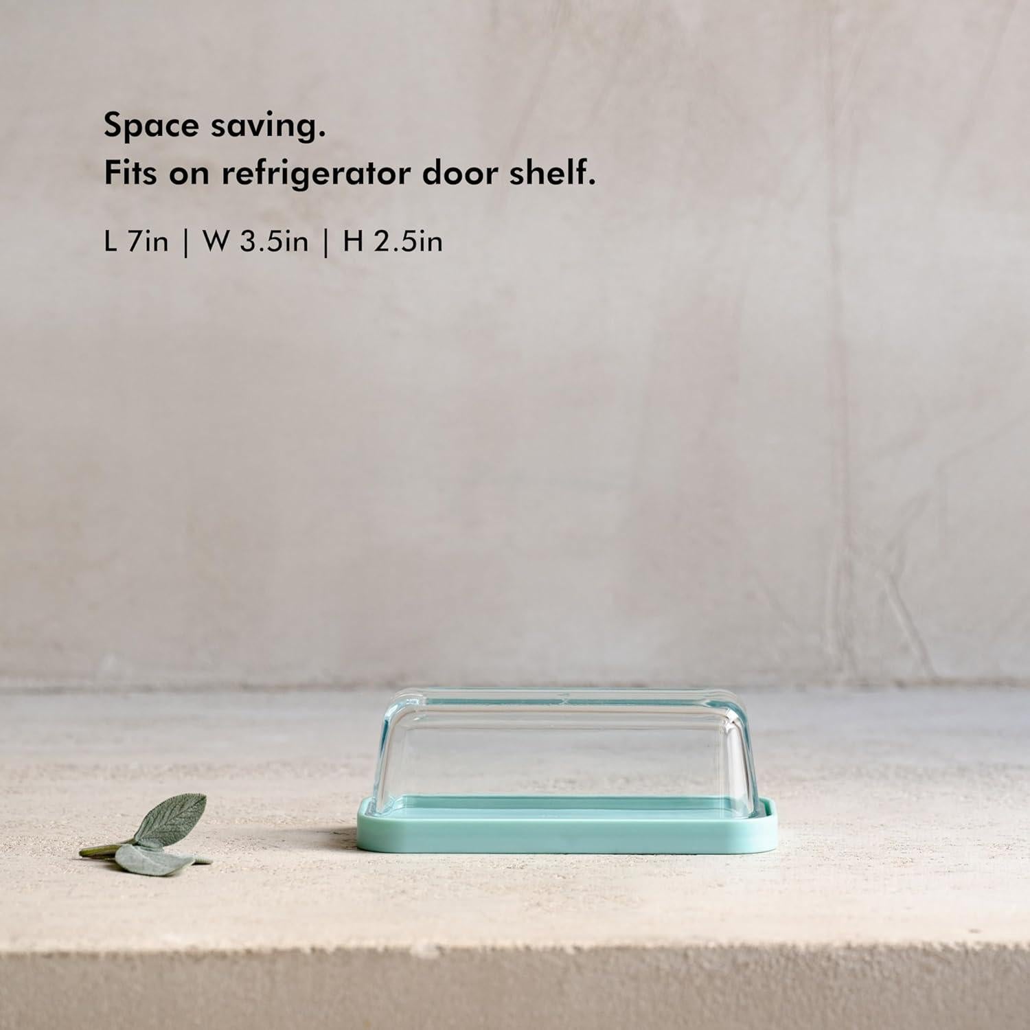 Plato de Mantequilla de Vidrio KIVY Turquesa con Tapa Hermética