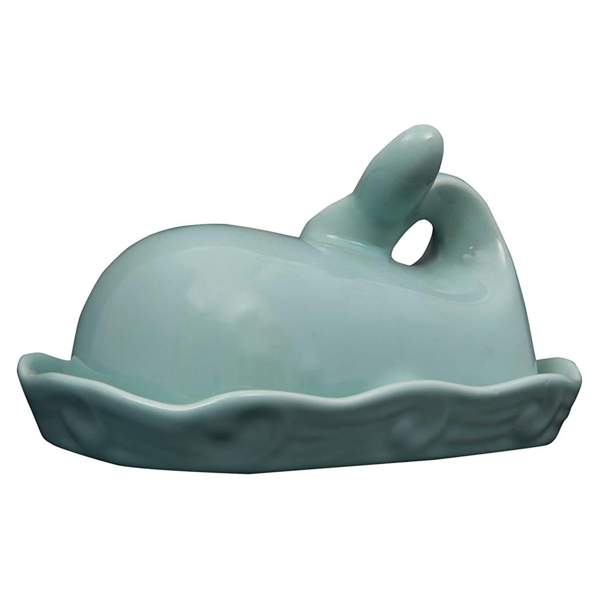 Plato de Mantequilla Creative Co-Op Ballena Aqua 17.8x11.4cm