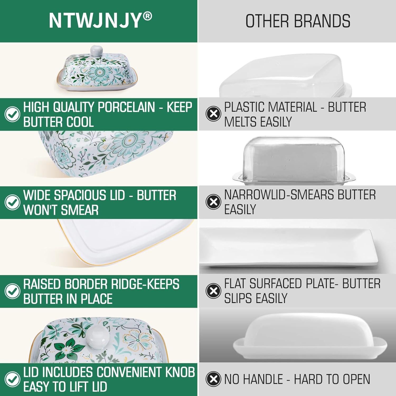 Plato de Mantequilla con Tapa Quansheng - Cerámica Verde