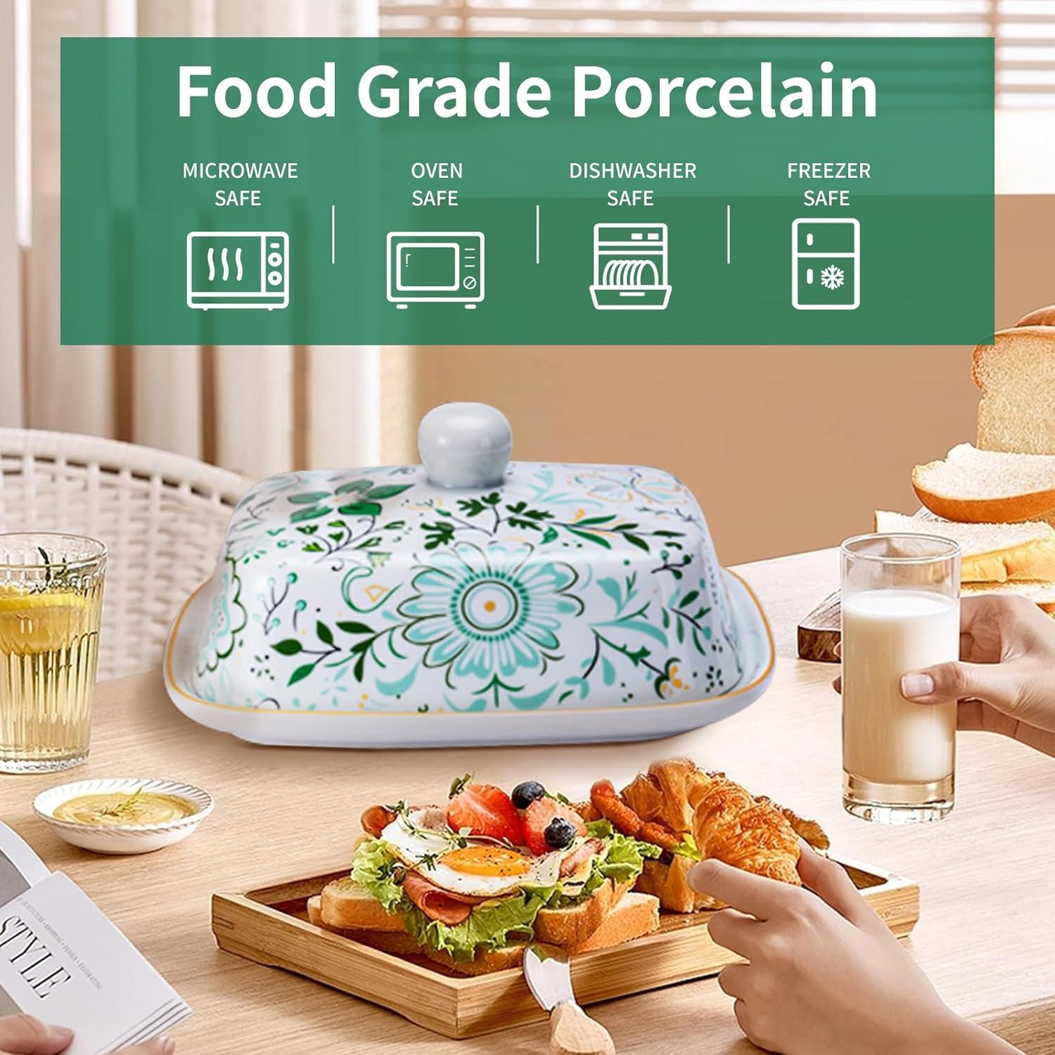 Plato de Mantequilla con Tapa Quansheng - Cerámica Verde