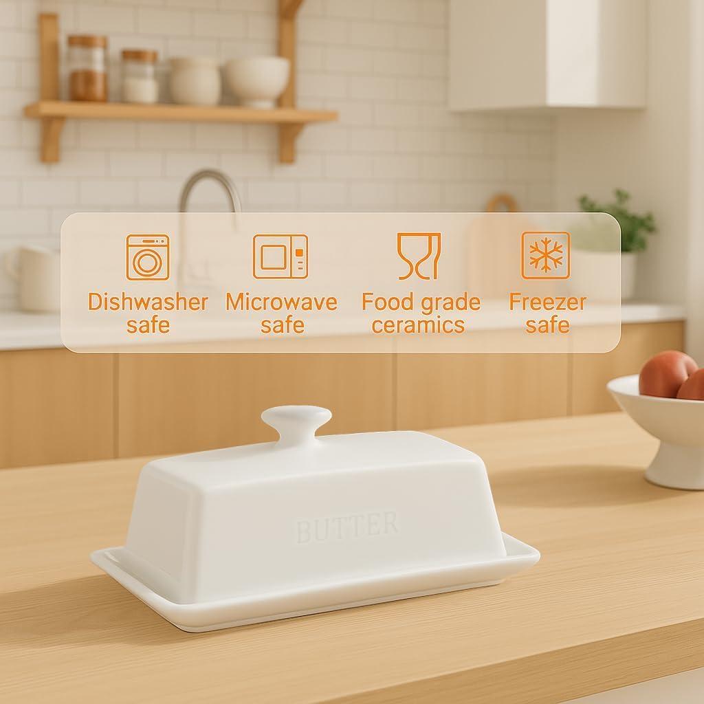 Plato para Mantequilla con Tapa WERTIOO Cerámica 19.3x8.4cm