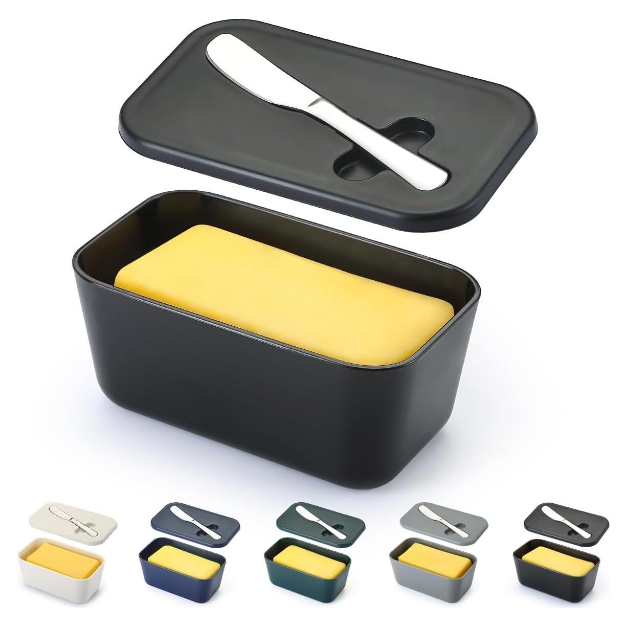 Plato de Mantequilla con Tapa ReaNea Negro y Cuchillo 238g