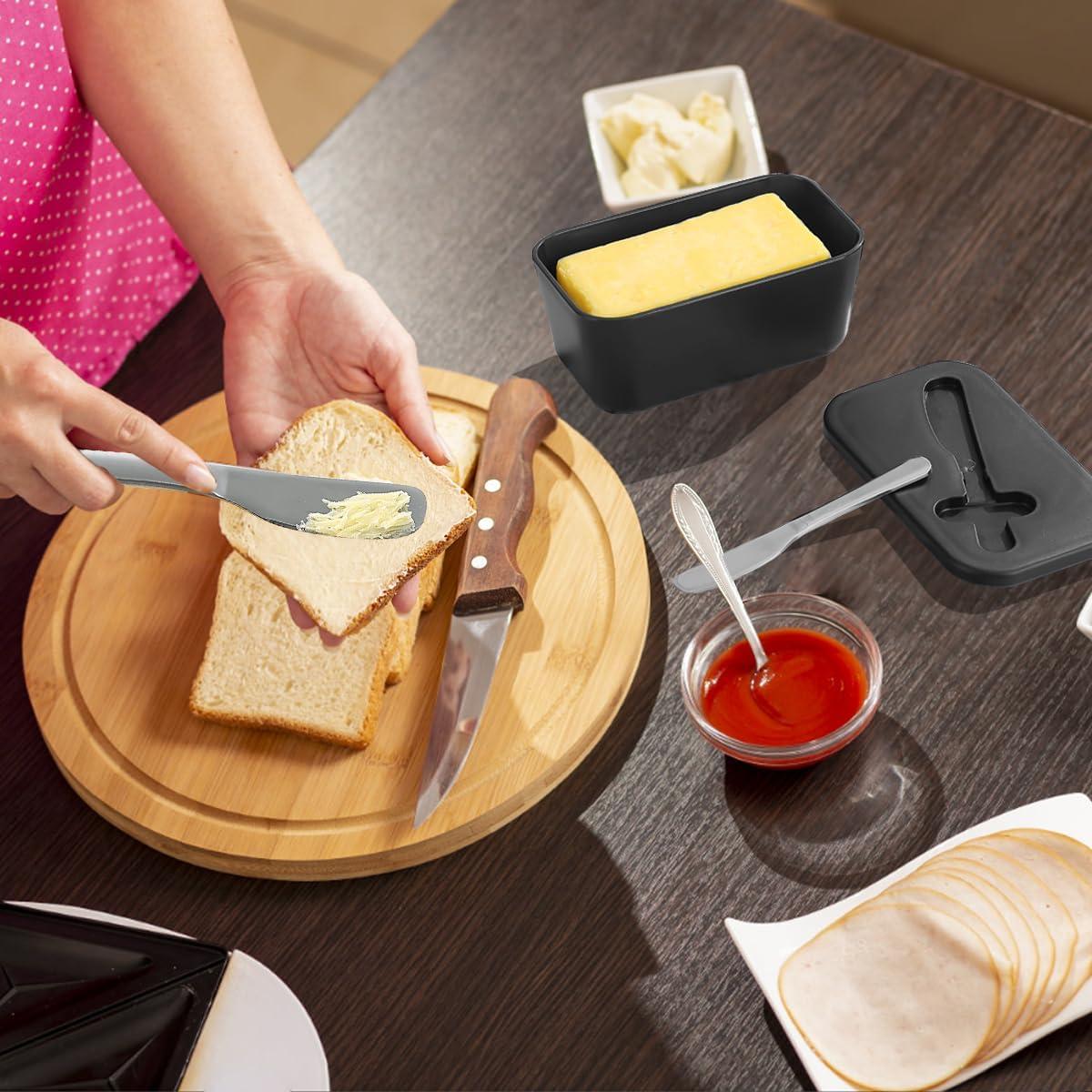 Plato de Mantequilla con Tapa ReaNea Negro y Cuchillo 238g