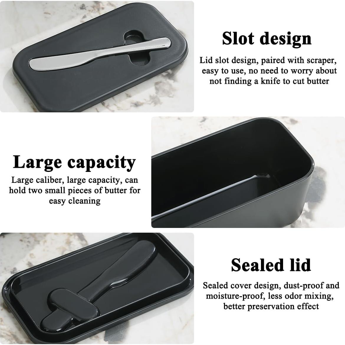 Plato de Mantequilla con Tapa ReaNea Negro y Cuchillo 238g