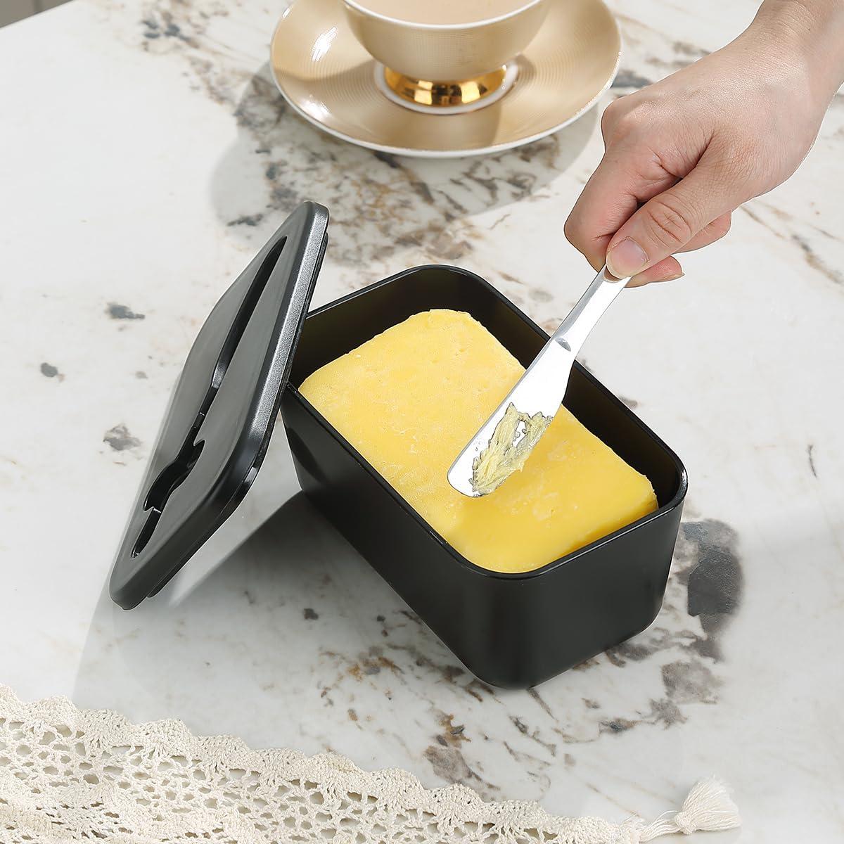 Plato de Mantequilla con Tapa ReaNea Negro y Cuchillo 238g