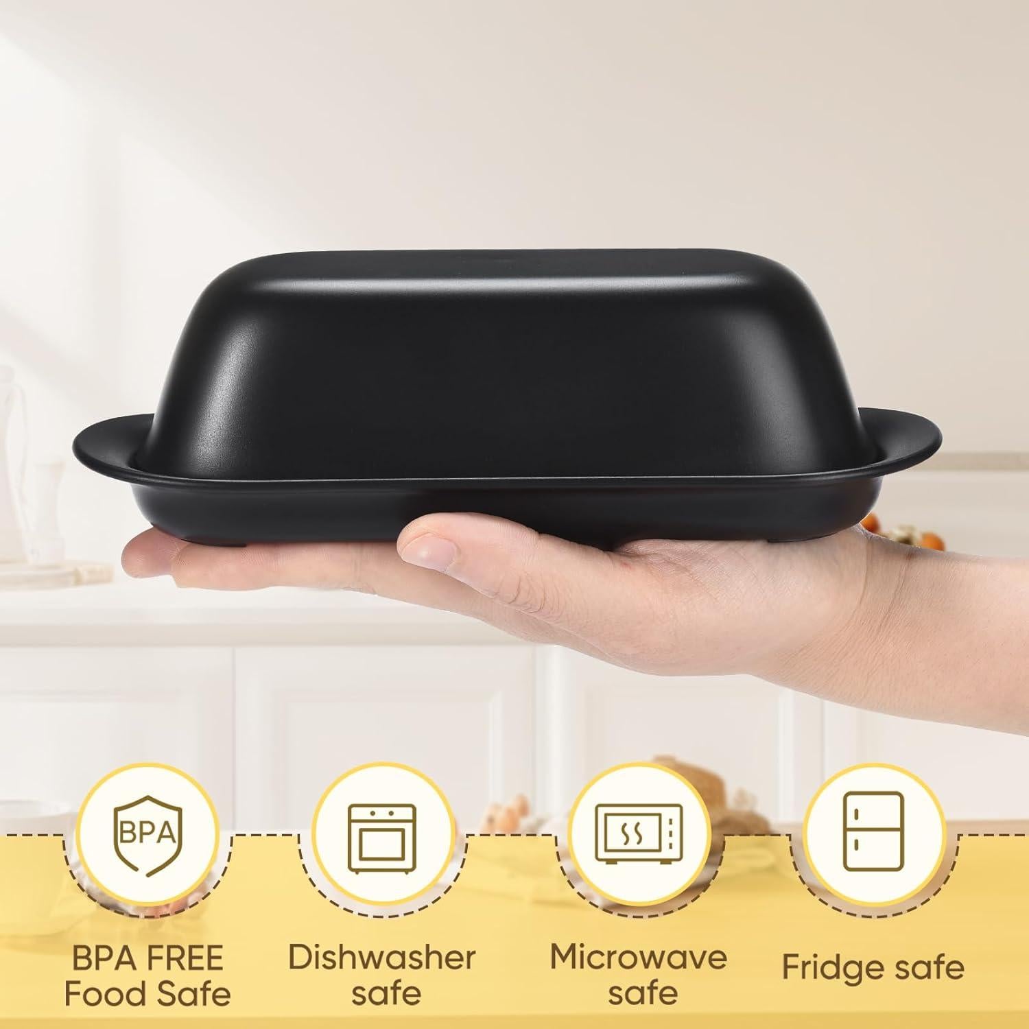 Plato para Mantequilla Hekeieon con Tapa, Apto Microondas y Lavavajillas