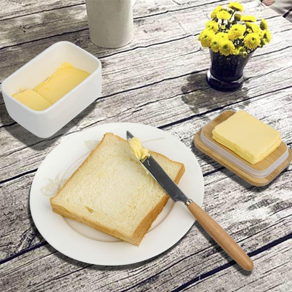 Plato de Mantequilla de Porcelana Arswin con Tapa de Bambú 300ml