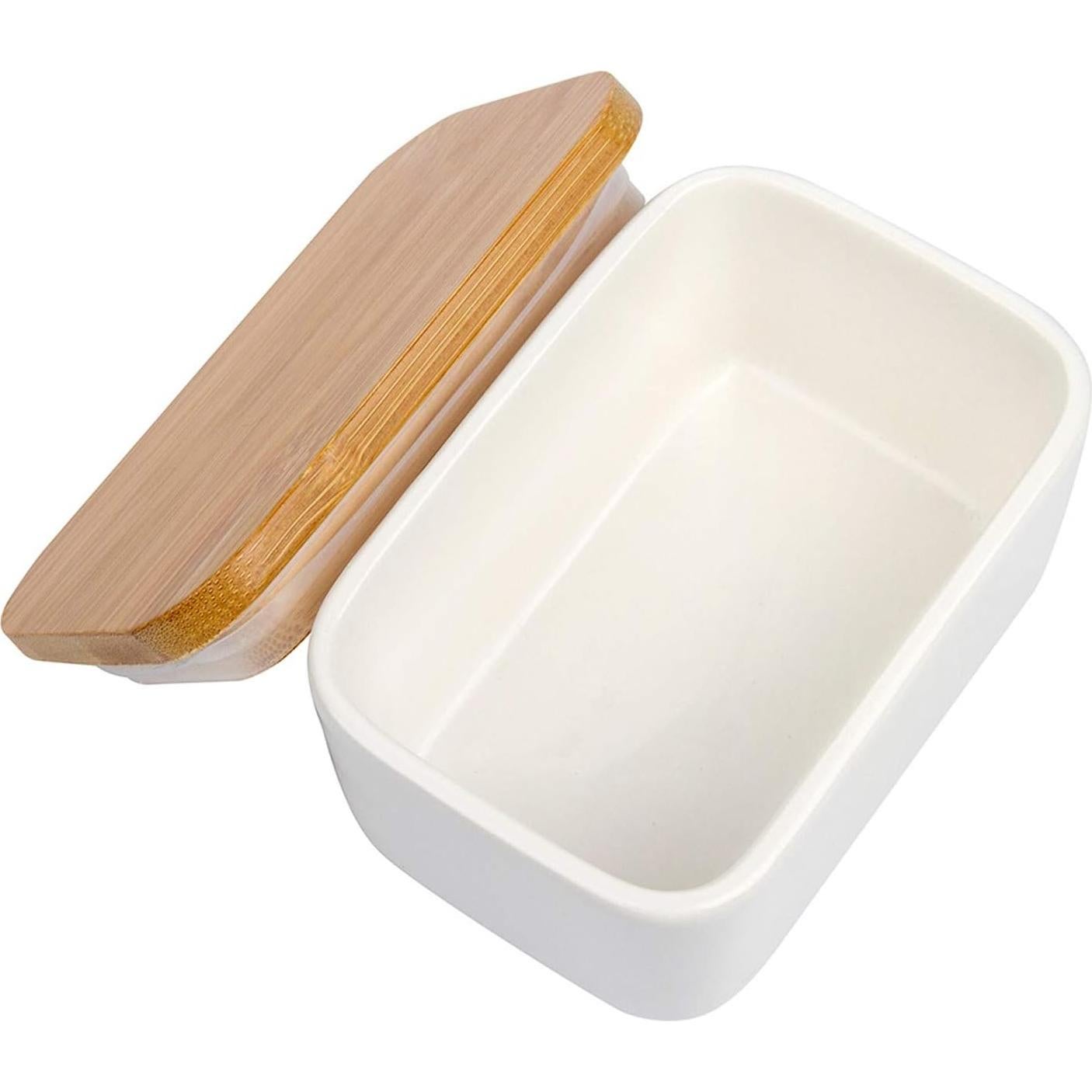 Plato de Mantequilla de Porcelana Arswin con Tapa de Bambú 300ml