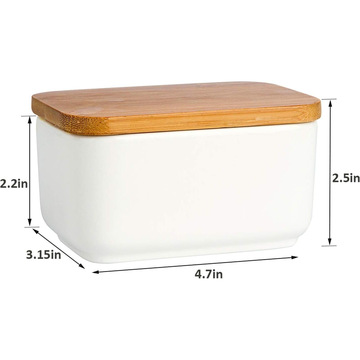 Plato de Mantequilla de Porcelana Arswin con Tapa de Bambú 300ml