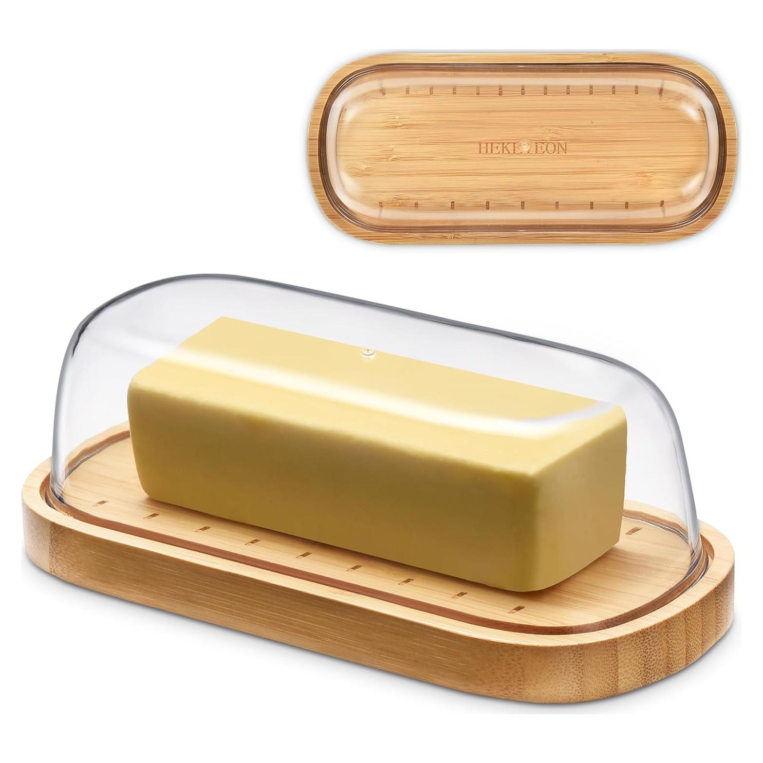 Plato de Mantequilla con Tapa Hekeieon de Bambú Libre de BPA